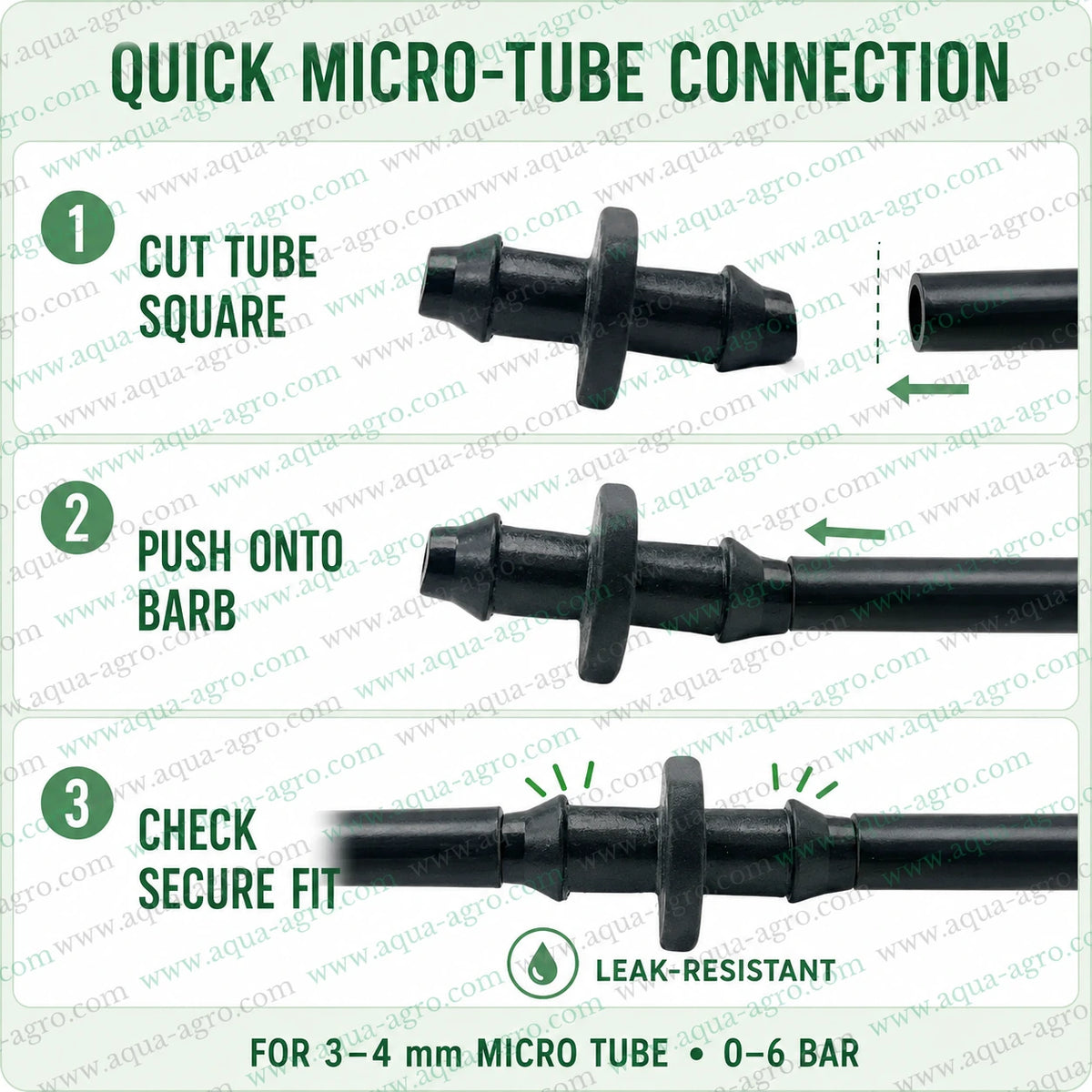 NETAFIM 4mm barbed coupler black Delrin plastic micro tube pin for 3-4mm micro tube drip irrigation connection with 0-6 bar operating pressure