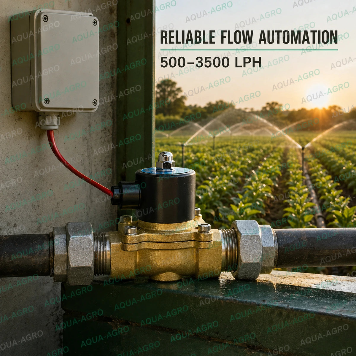 U-FLOW 1 inch 32mm female threaded brass solenoid valve with 220 VAC coil for irrigation automation and heavy-duty water flow control