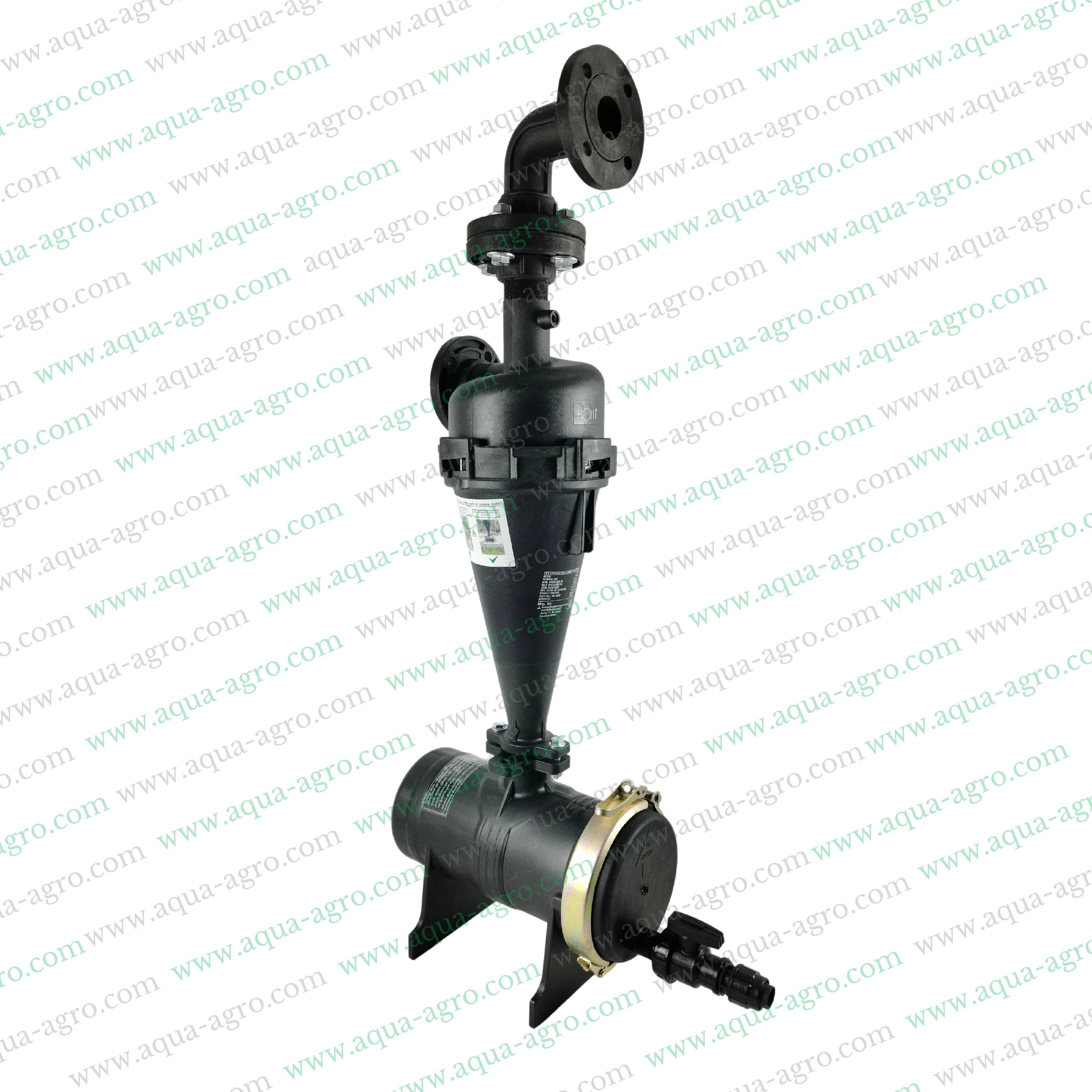 AUTOMAT - Filter - Hydrocyclone - 2 Inch (63mm) - Flanged End - 25 (m3-Hr) - Regular Plastic Body with Top Elbow - (HT-144FE)