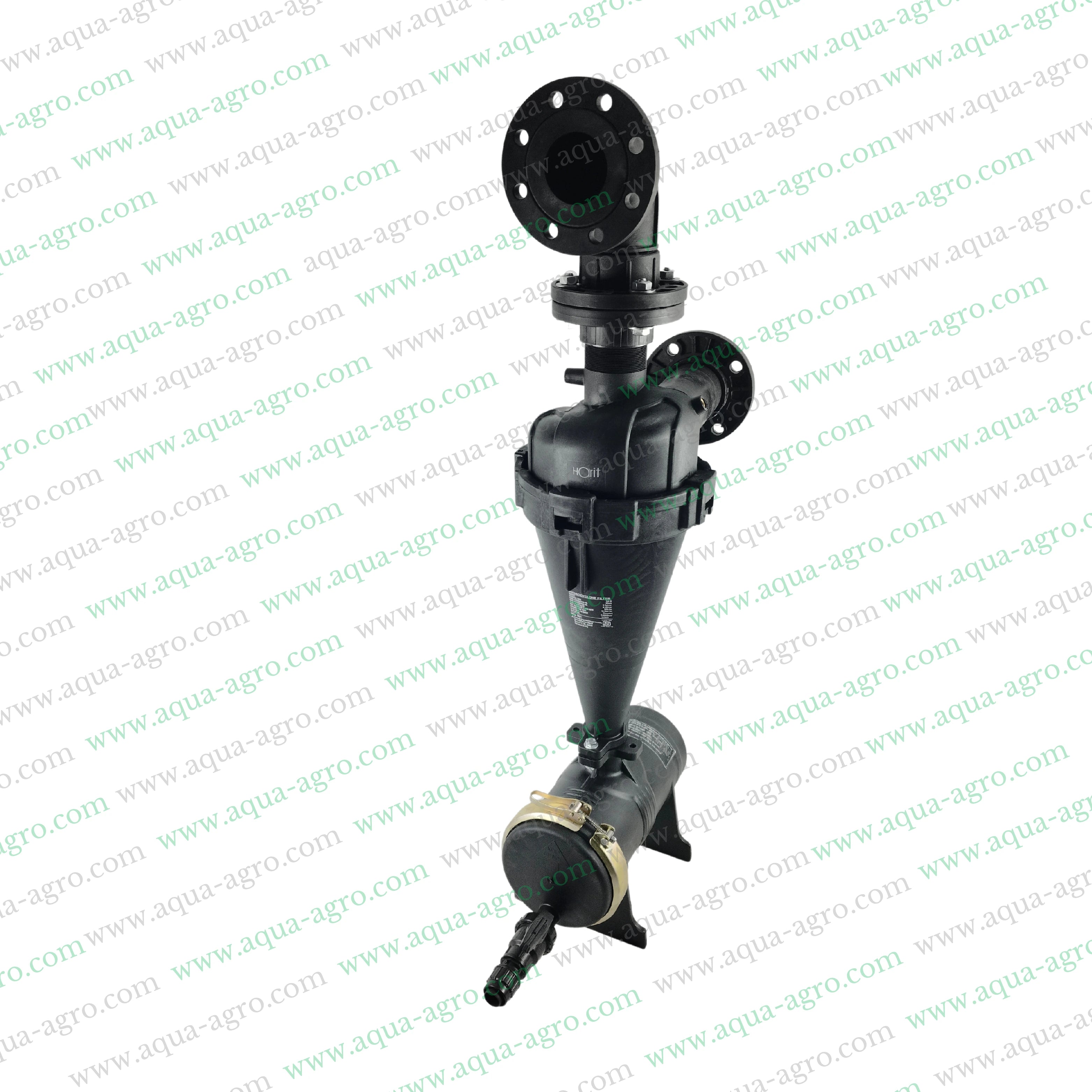AUTOMAT - Filter - Hydrocyclone - 3 Inch (90mm) - Flanged End - 50 (m3-Hr) - Regular Plastic Body with Top Elbow - (HT-146FE)