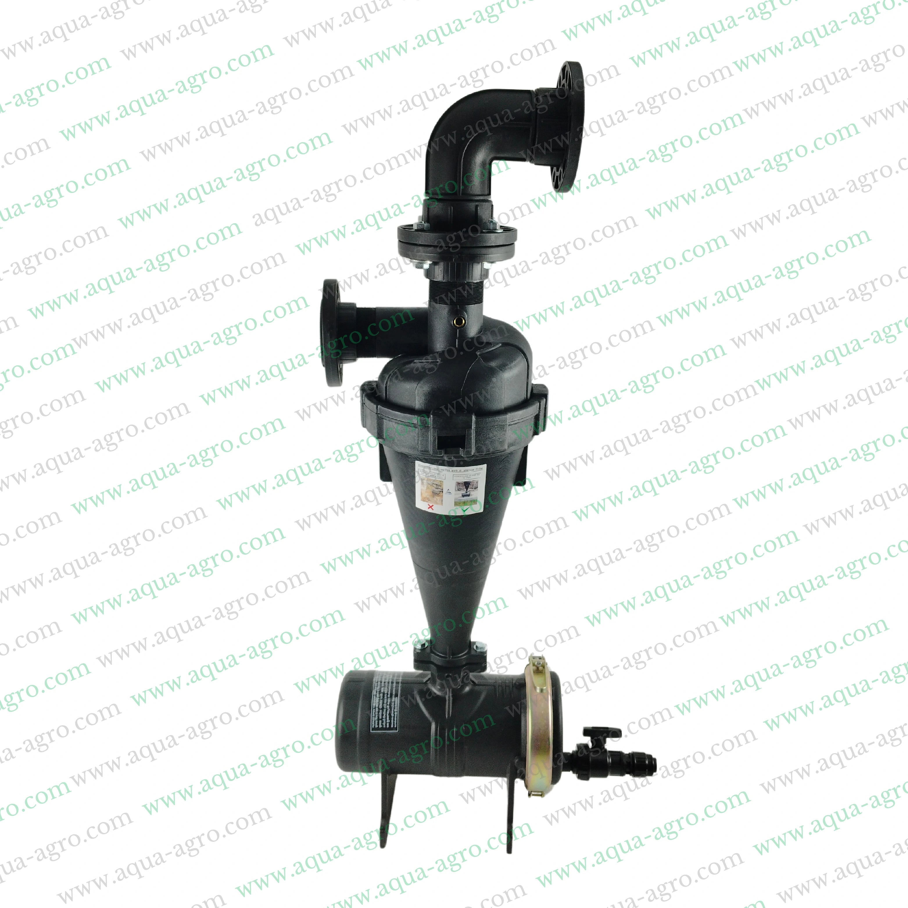 AUTOMAT - Filter - Hydrocyclone - 3 Inch (90mm) - Flanged End - 50 (m3-Hr) - Regular Plastic Body with Top Elbow - (HT-146FE)