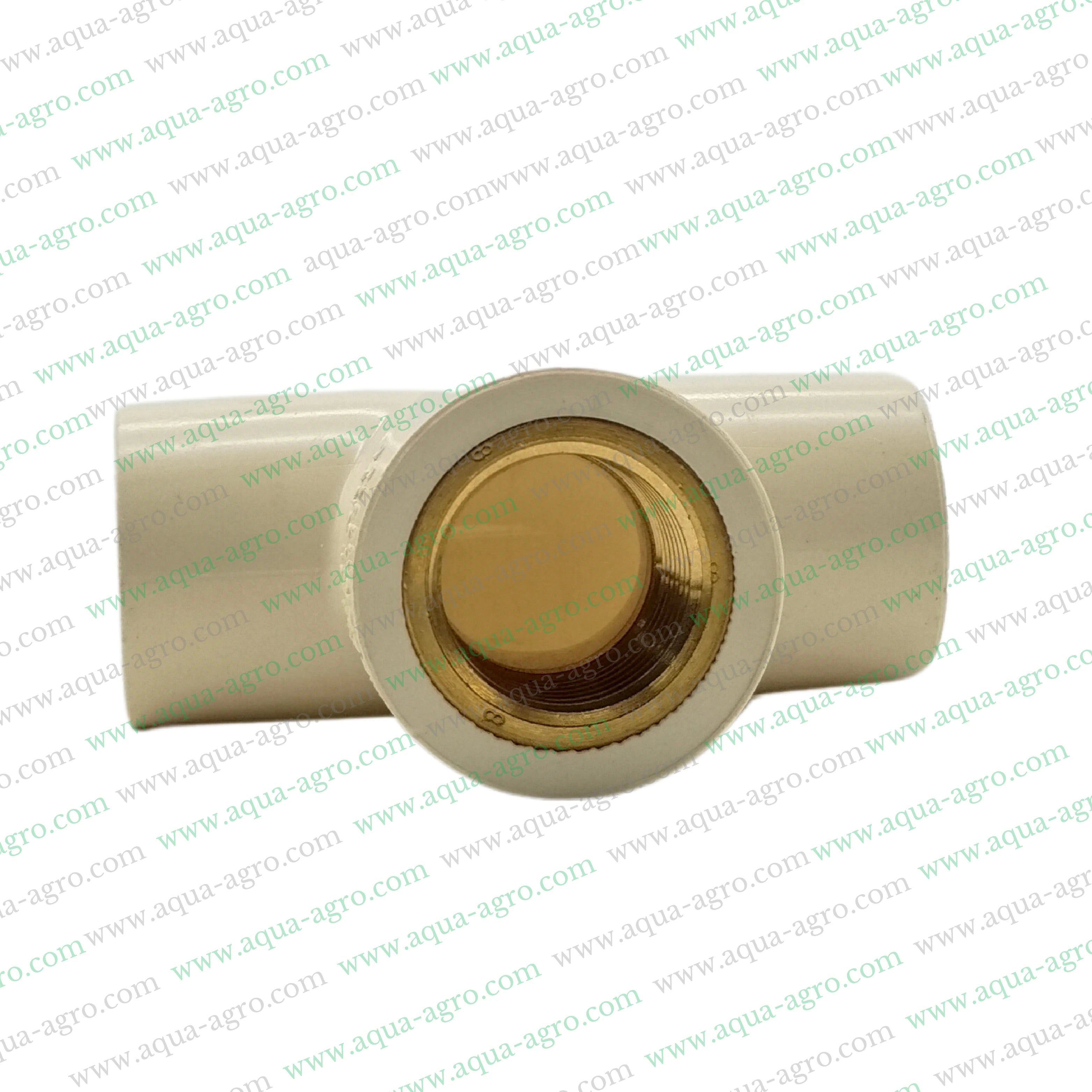 CPVC brass threaded reducing tee 0.75 inch x 0.5 inch,CPVC brass threaded reducing tee 20mm x 15mm,Finolex CPVC brass threaded reducing tee,CPVC brass threaded reducing tee SDR 11