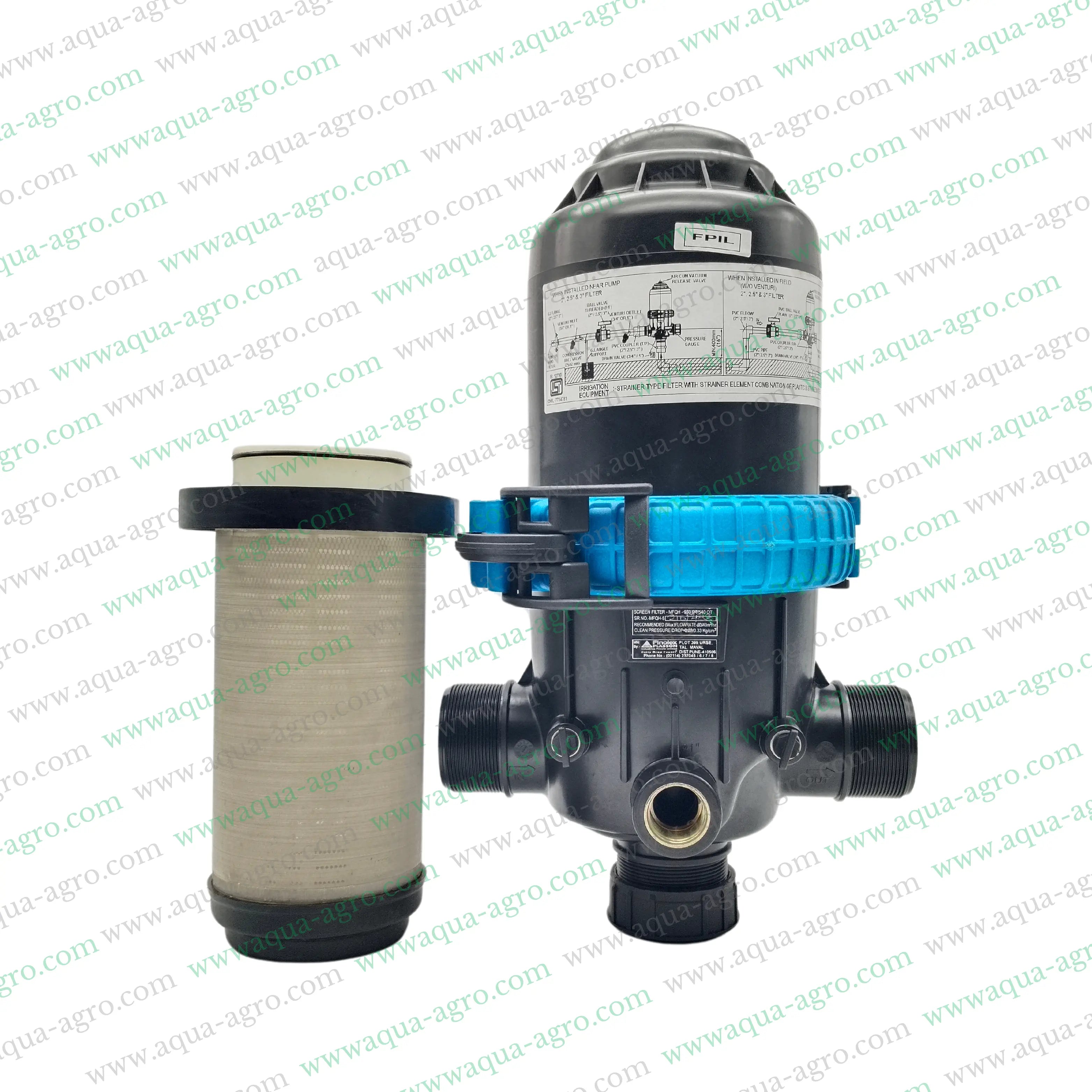 FINOLEX PLASSON - Filter - Screen - 2.5 Inch (75mm) (M-Thd) - T-Type - 30 (m3-Hr) - QAT - Regular Plastic Body