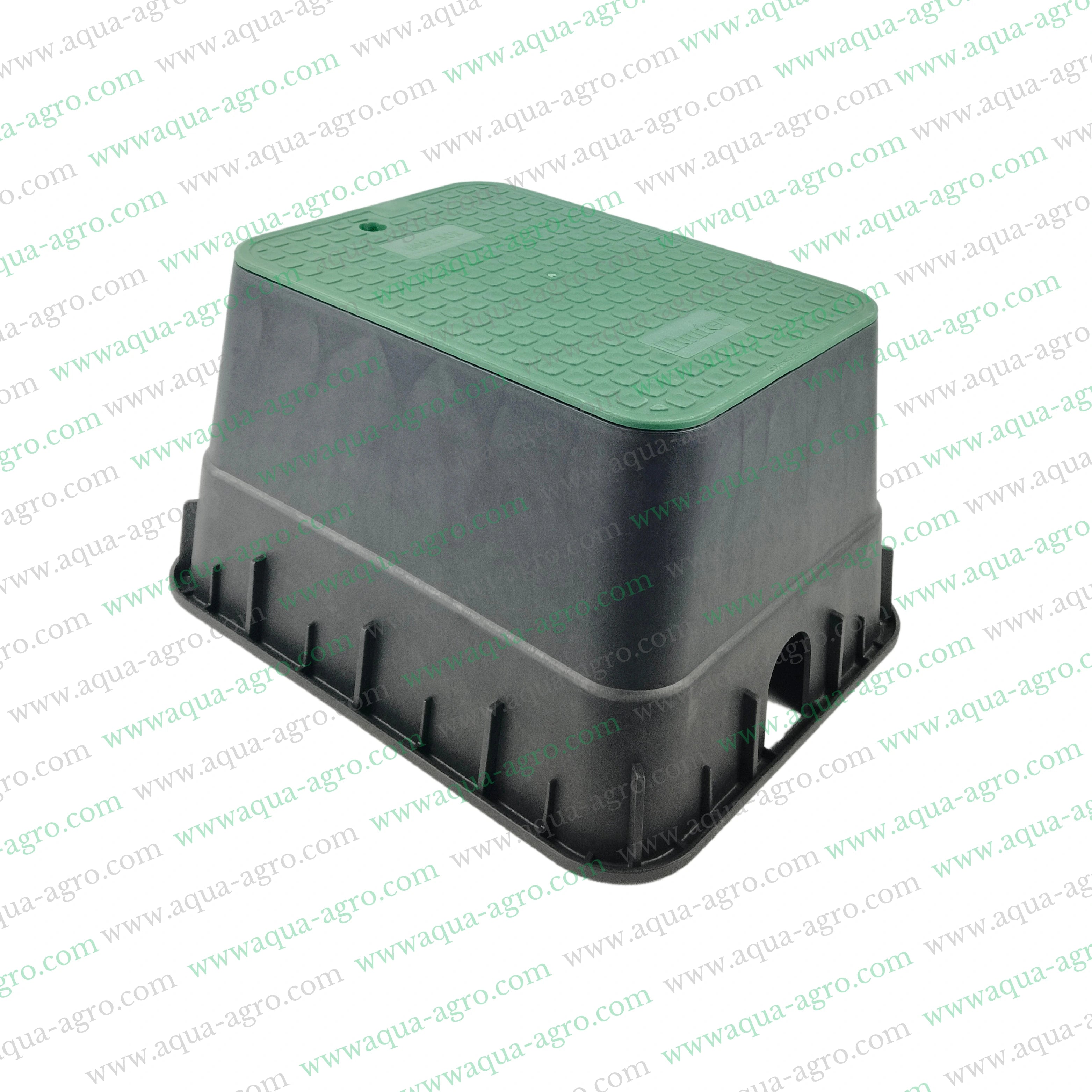 HUNTER - Valve Box - Plastic - 12 Inch - Rectangular - Corrugated box with green lid