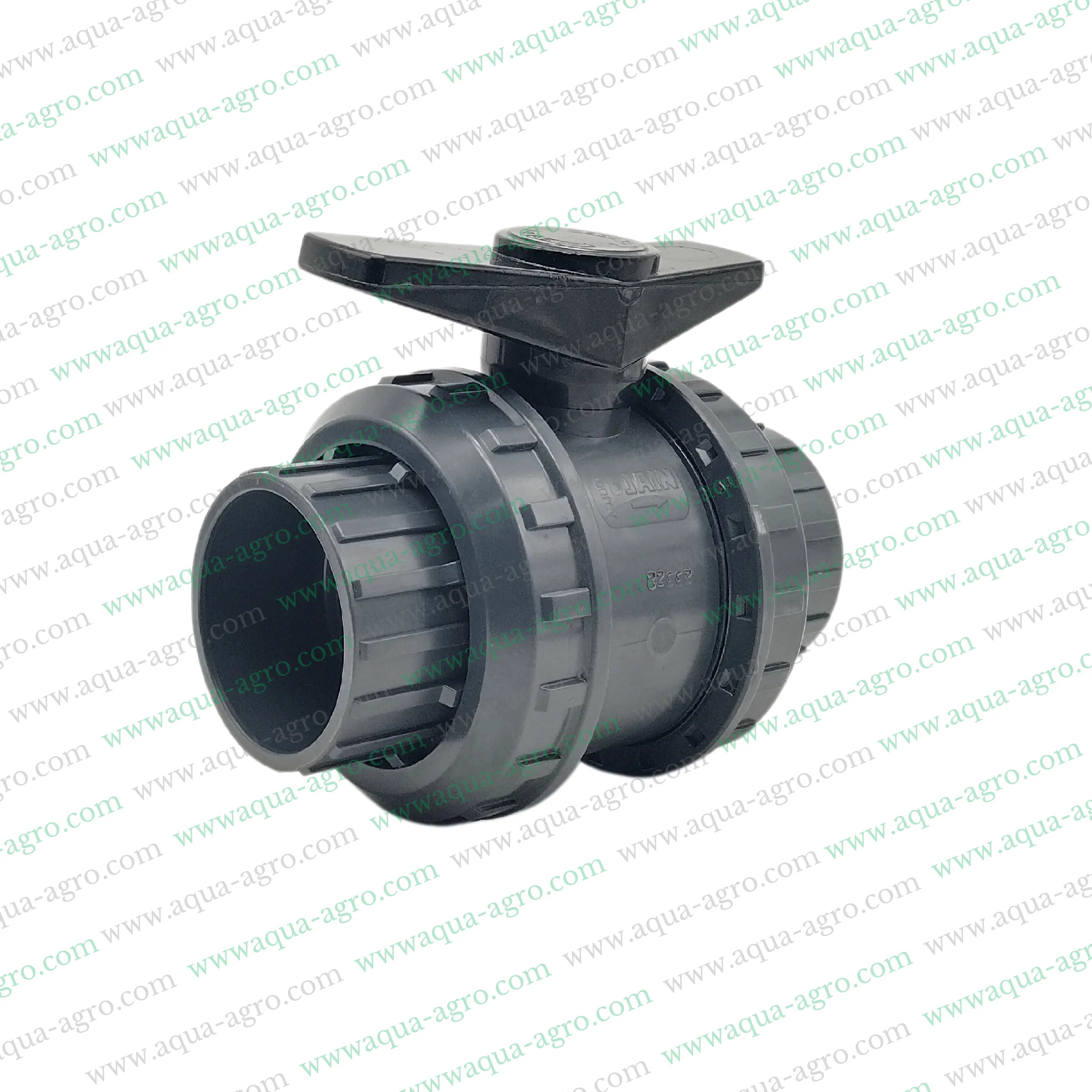 JAIN - Ball Valve - Plastic - Pvc - Double Union - 2 inch (63mm) - Plain End - Socket