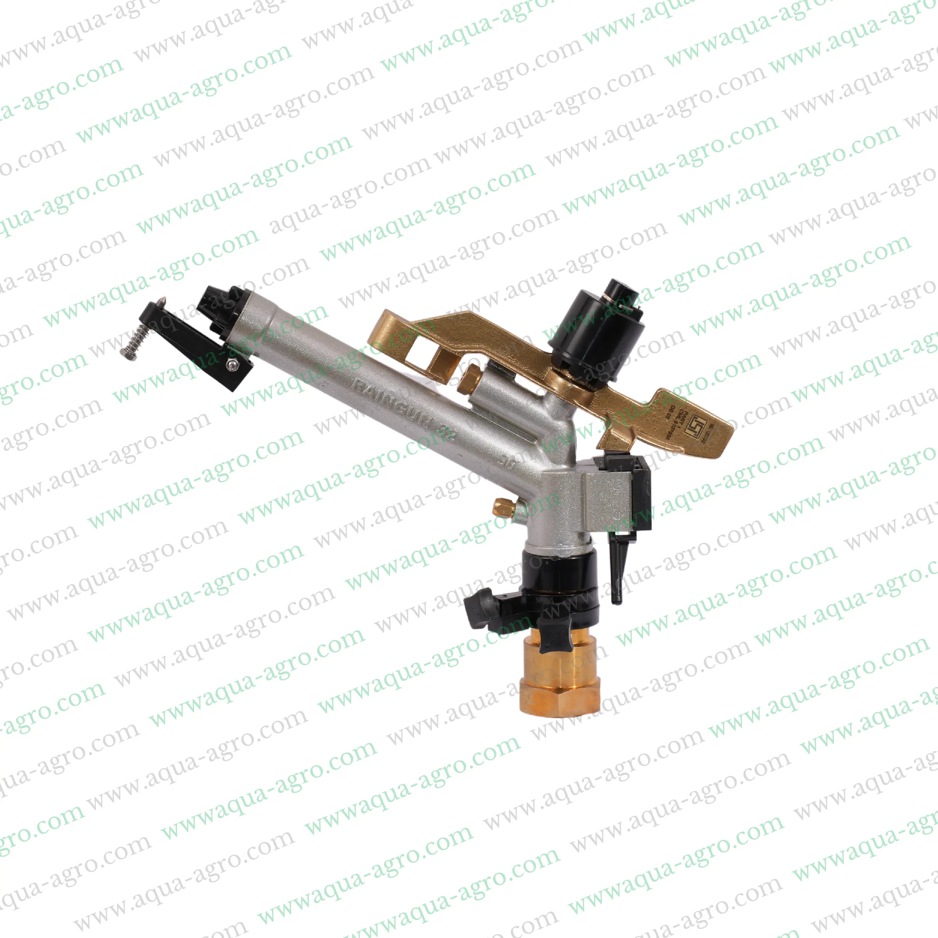 Jalpari adjustable sprinkler with brass spindle and aluminum body for efficient irrigation, covering 60-90 feet radius.