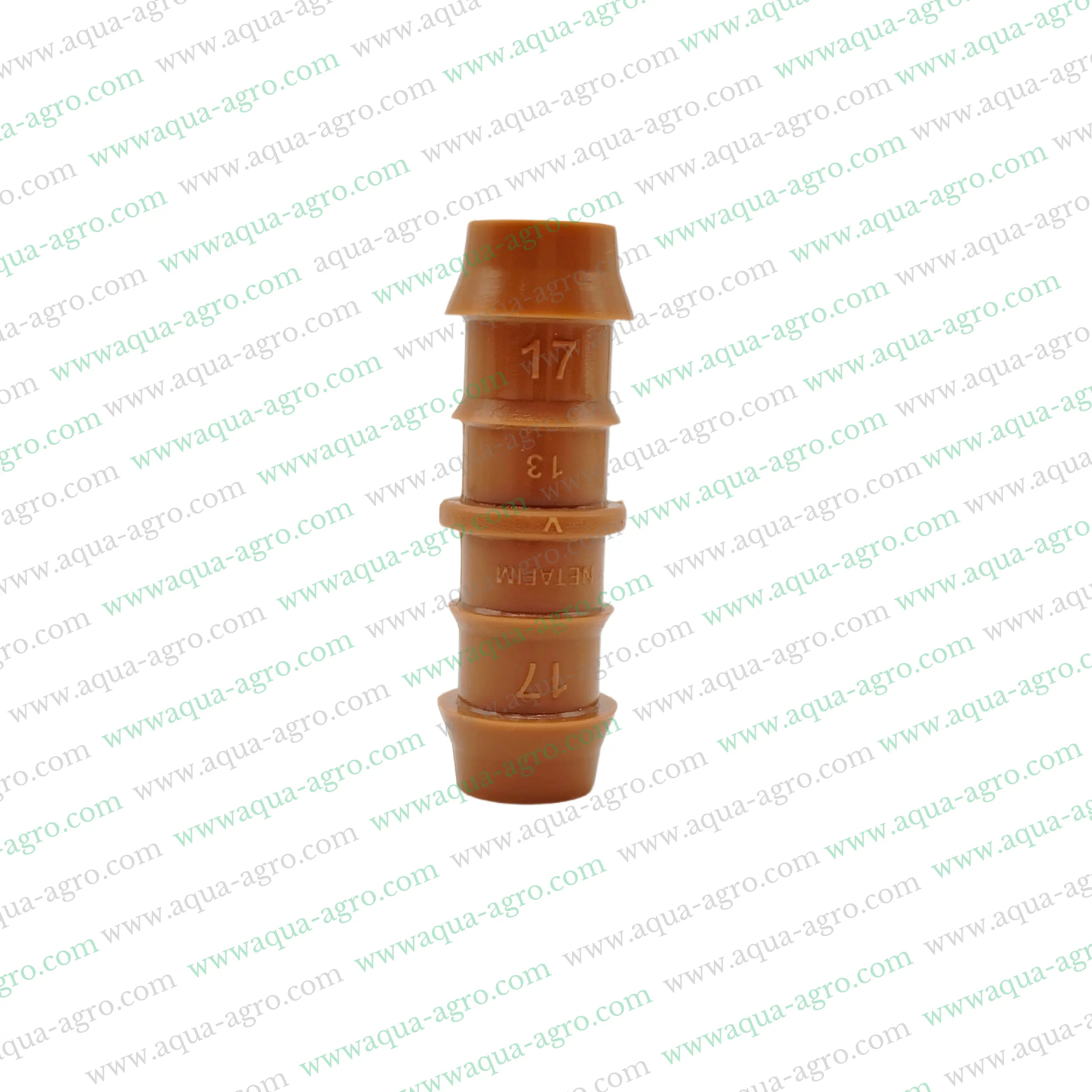 NETAFIM | Drip Fittings And Accessories - Barbed Fittings - Premium - Brown colour - Coupler / Joinner - 17mm