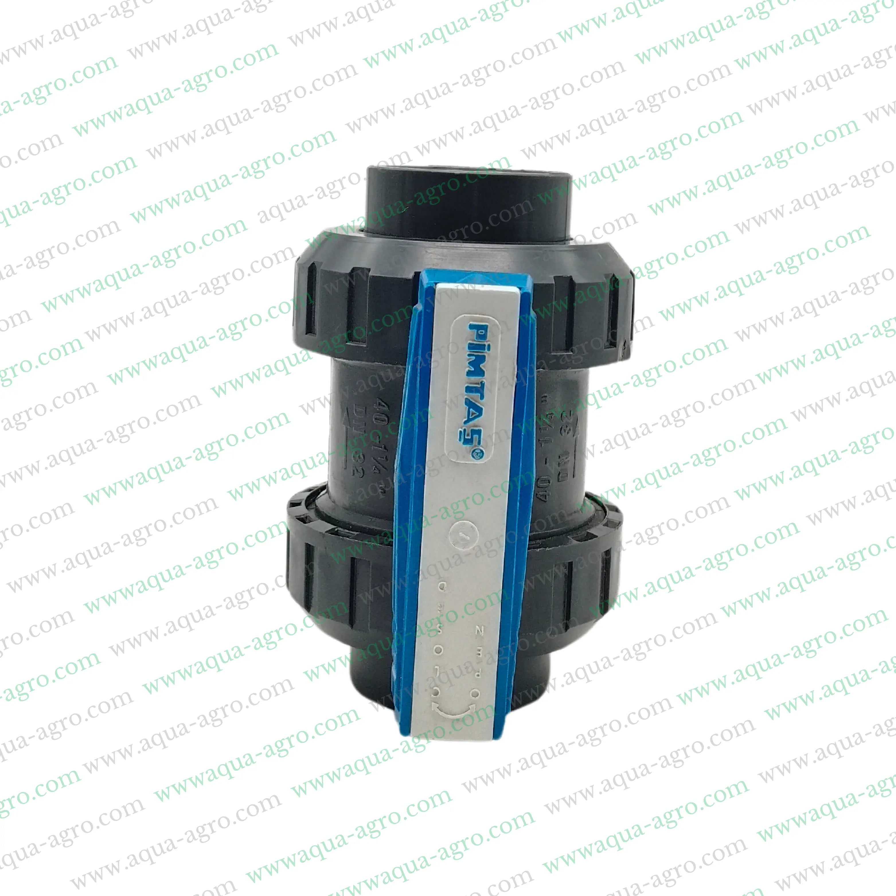 PIMTAS (Turkey) - Ball Valve - Plastic - Pvc - Double Union - 1.25 inch (40mm) - Plain End - Socket