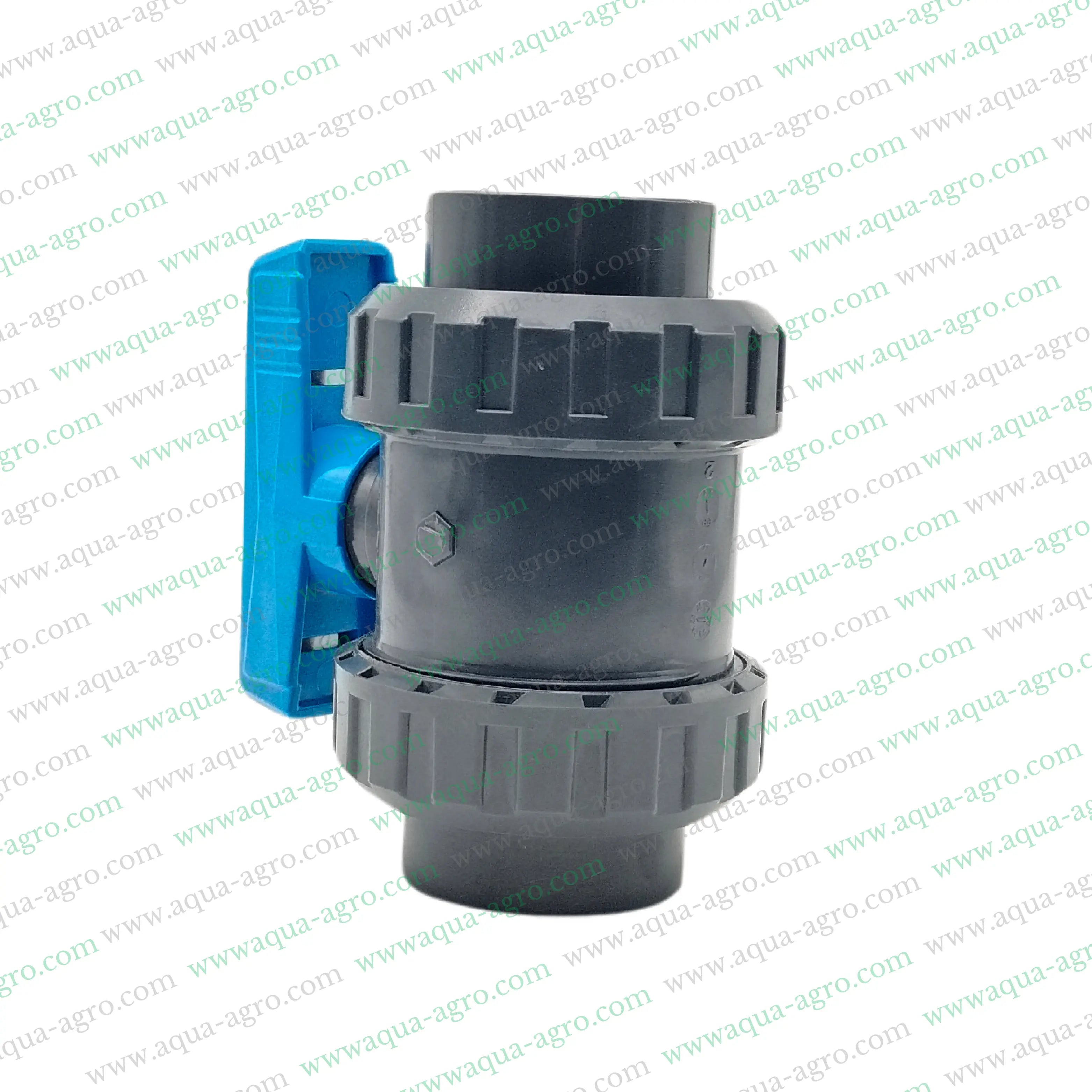 PIMTAS (Turkey) - Ball Valve - Plastic - Pvc - Double Union - 1.5 inch (50mm) - Plain End - Socket