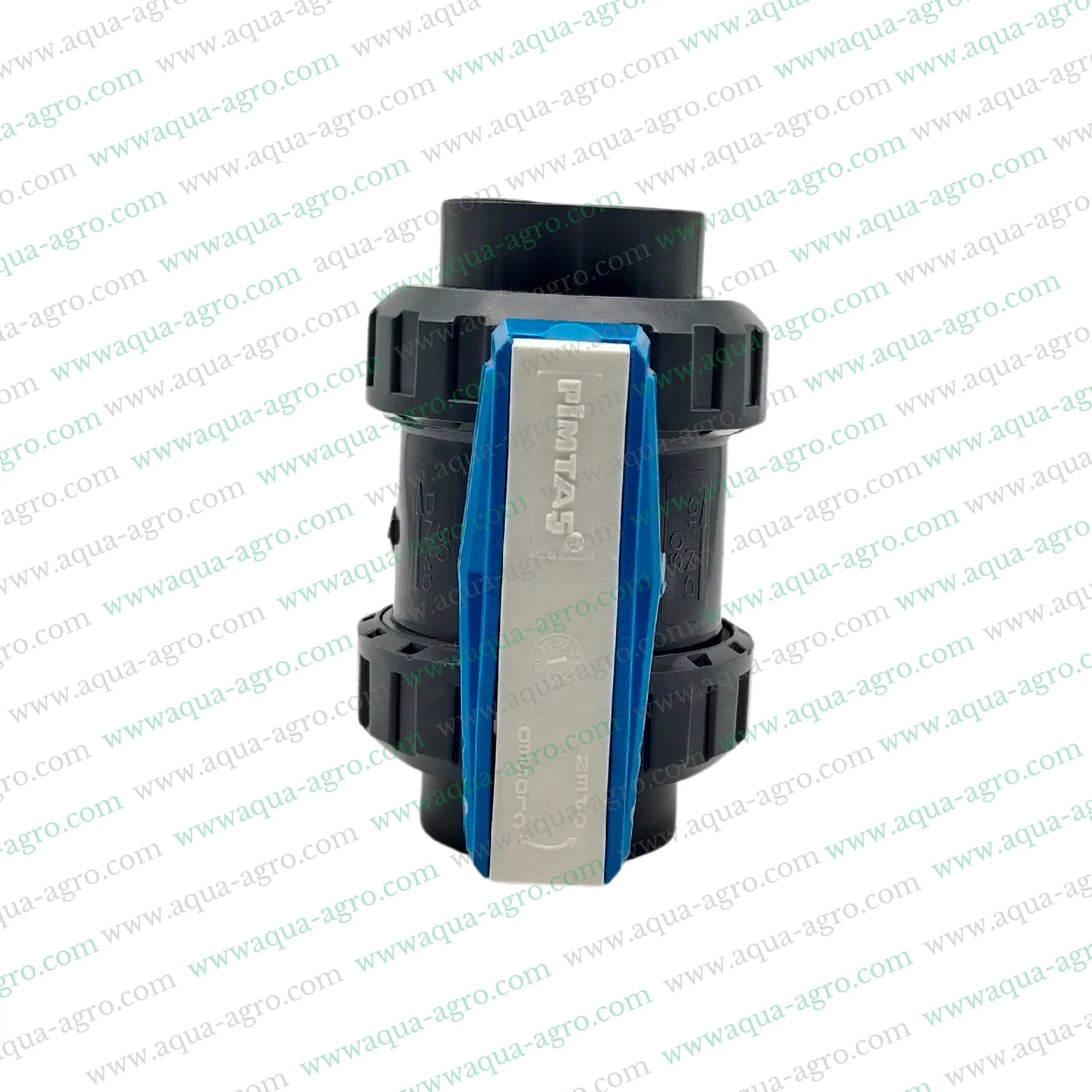 PIMTAS (Turkey) - Ball Valve - Plastic - Pvc - Double Union - 1.5 inch (50mm) - Plain End - Socket