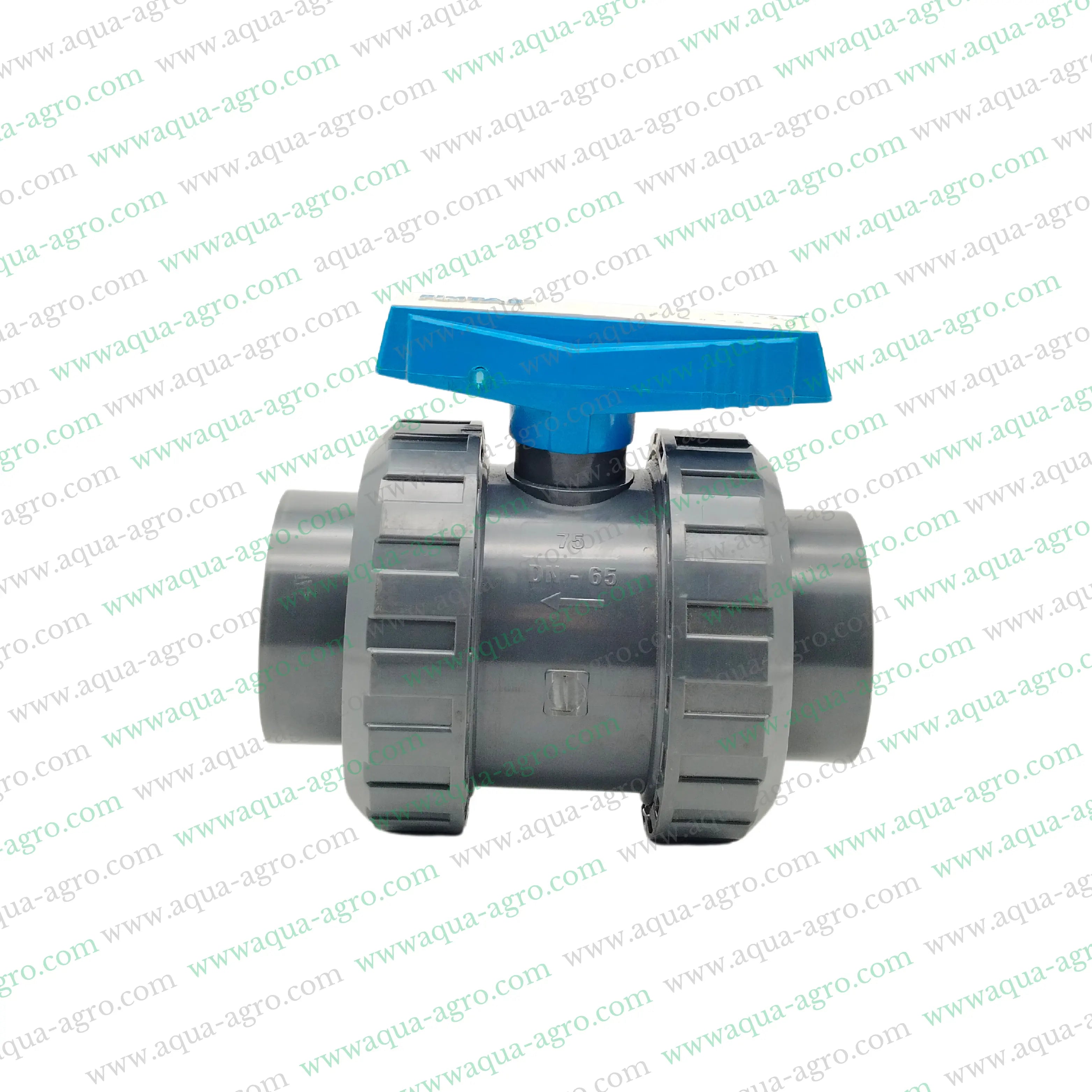 PIMTAS (Turkey) - Ball Valve - Plastic - Pvc - Double Union - 2.5 inch (75mm) - Plain End - Socket