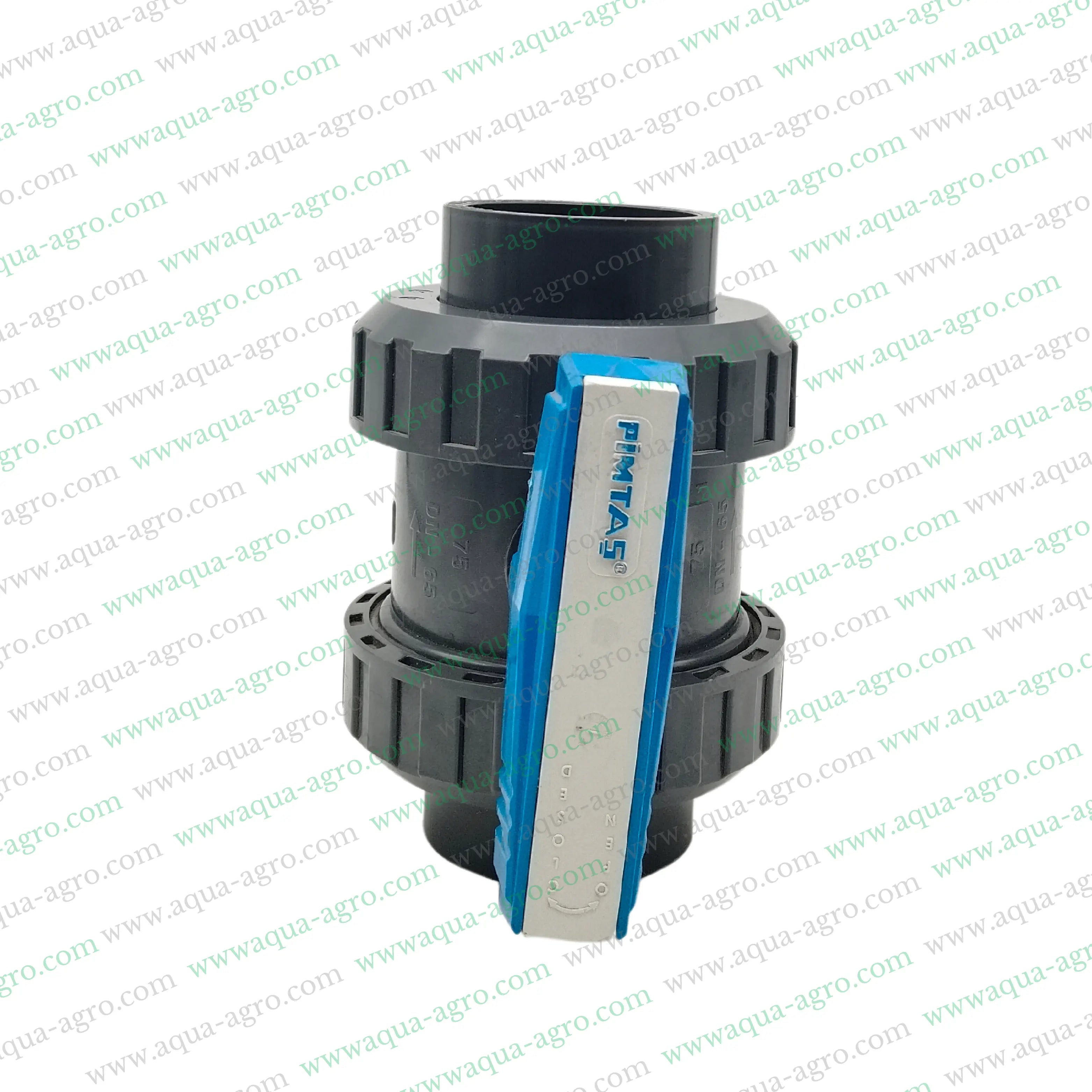 PIMTAS (Turkey) - Ball Valve - Plastic - Pvc - Double Union - 2.5 inch (75mm) - Plain End - Socket