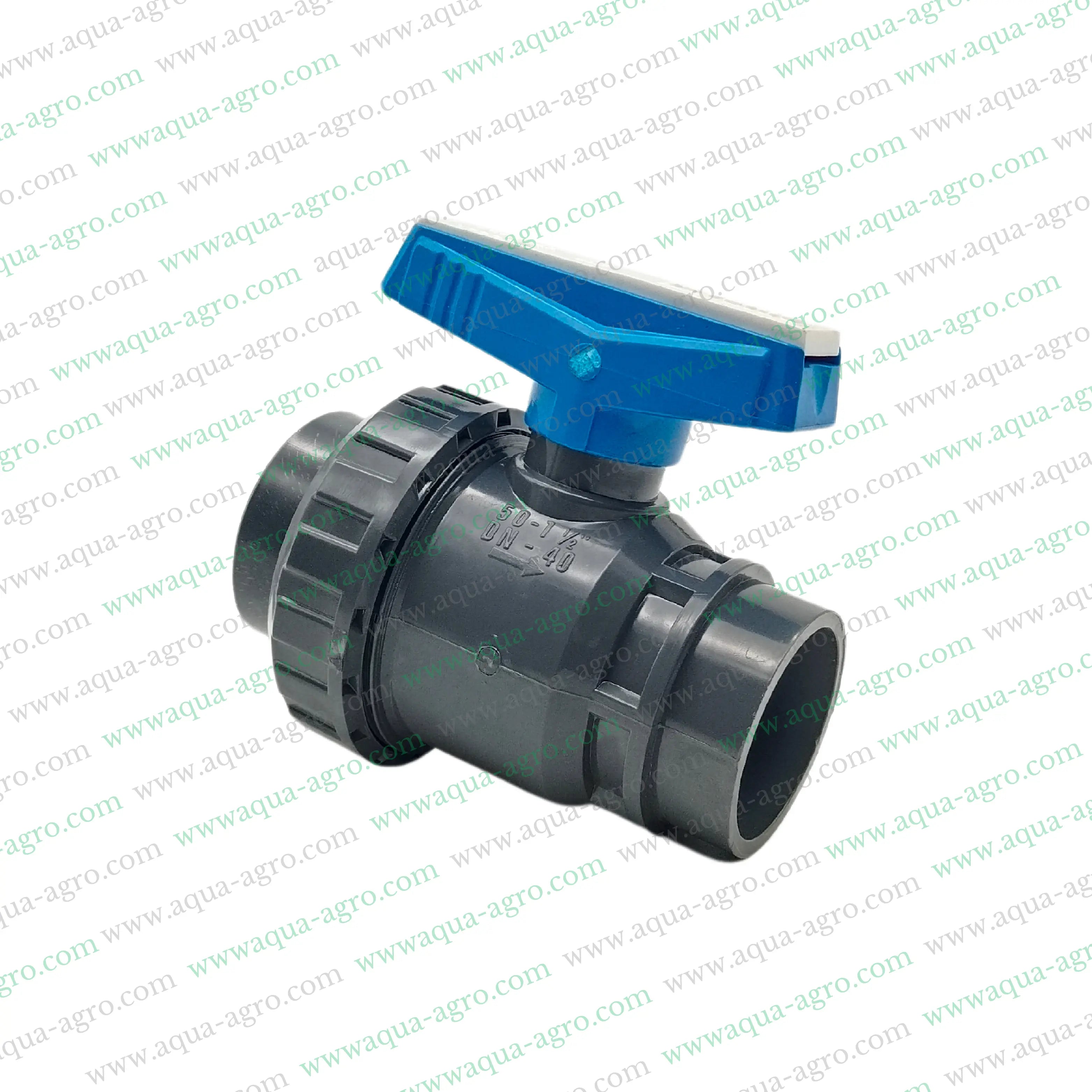 PIMTAS (Turkey) - Ball Valve - Plastic - Pvc - Single Union - 1.5 inch (50mm) - Plain End - Socket