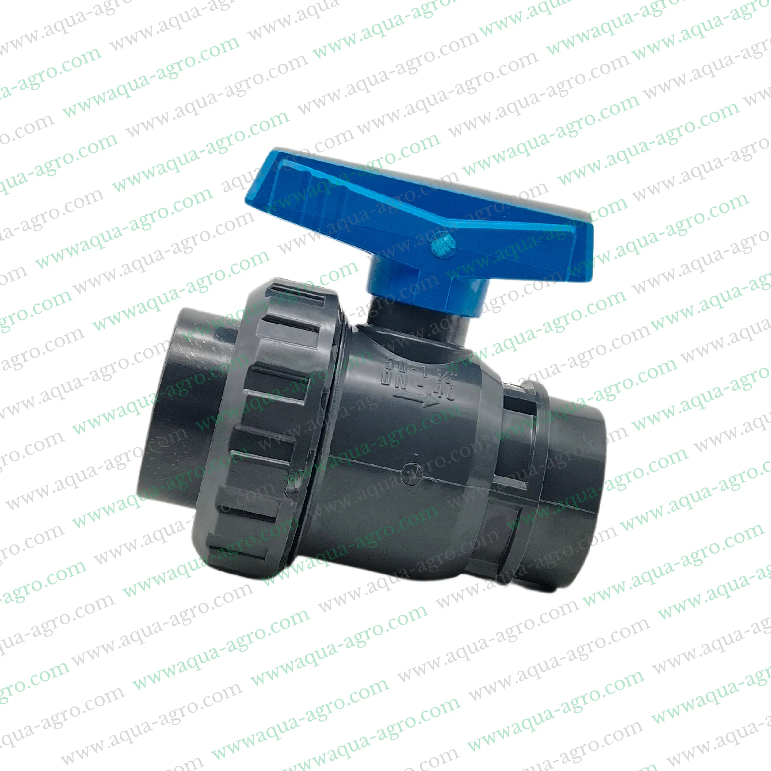 PIMTAS (Turkey) - Ball Valve - Plastic - Pvc - Single Union - 1.5 inch (50mm) - Plain End - Socket