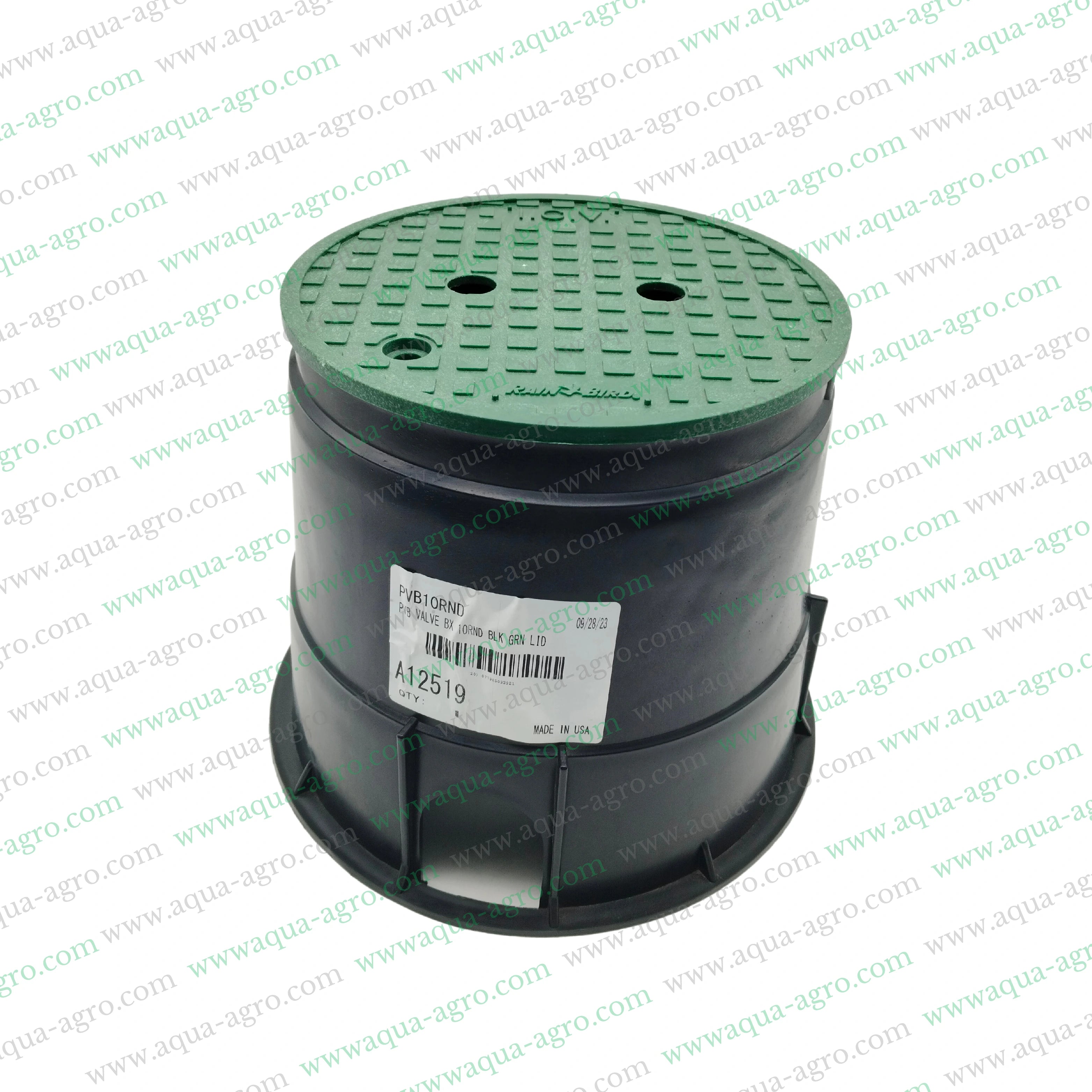 RAIN BIRD - Valve Box - Plastic - 10 Inch - Round - Corrugated box with green lid - PVB Series - PVB10RND