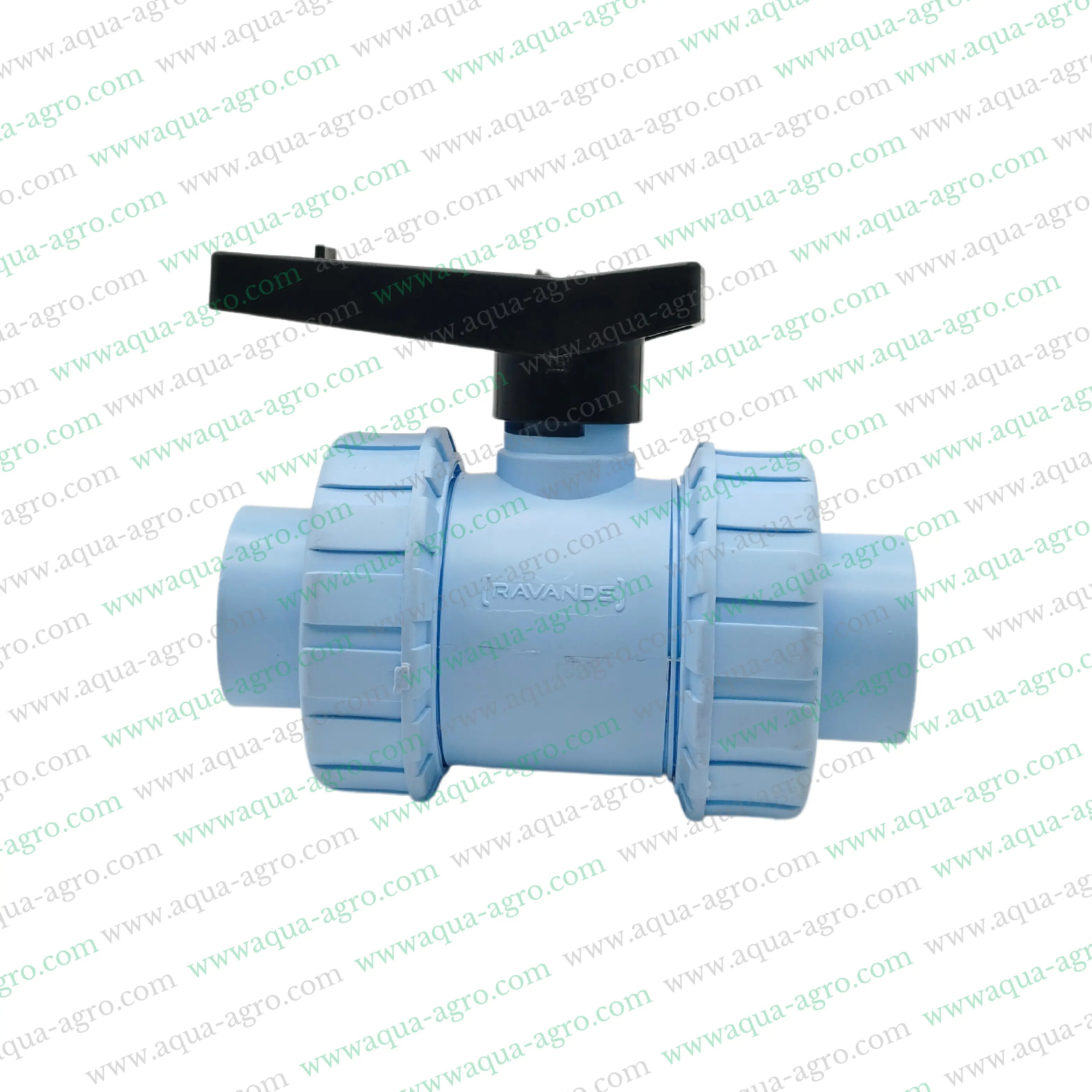 RAVANDS - Ball Valve - Plastic - Pvc - Double Union - 1.25 inch (40mm) - Plain End - Socket