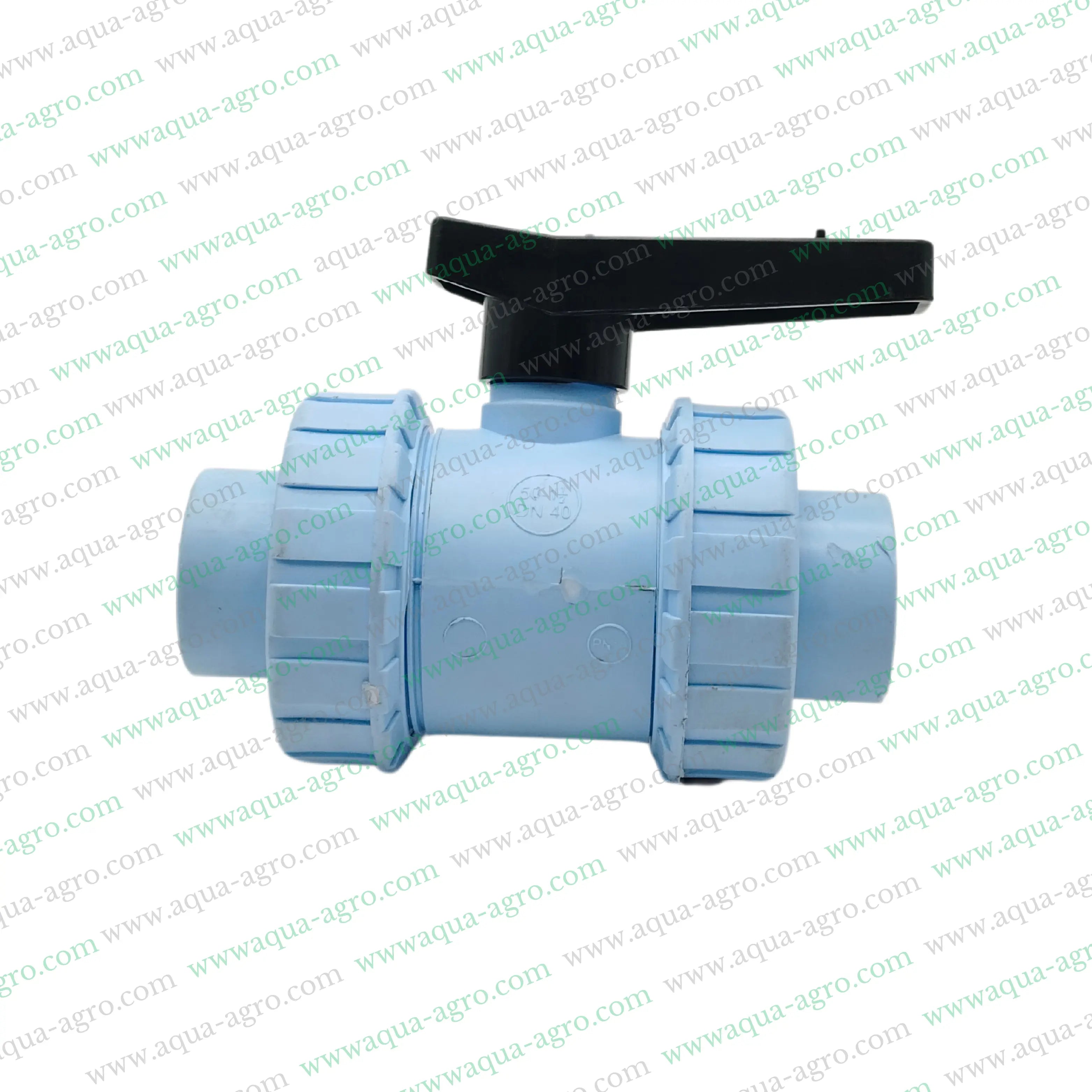 RAVANDS - Ball Valve - Plastic - Pvc - Double Union - 1.5 inch (50mm) - Plain End - Socket