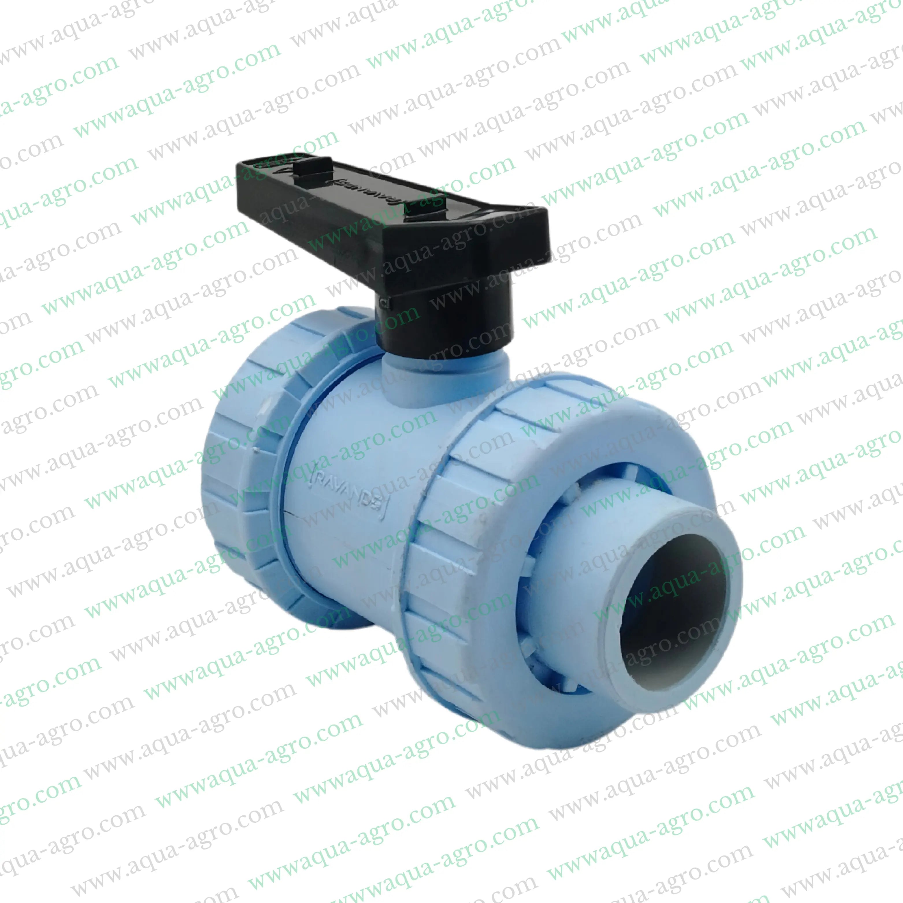 RAVANDS - Ball Valve - Plastic - Pvc - Double Union - 1.5 inch (50mm) - Plain End - Socket