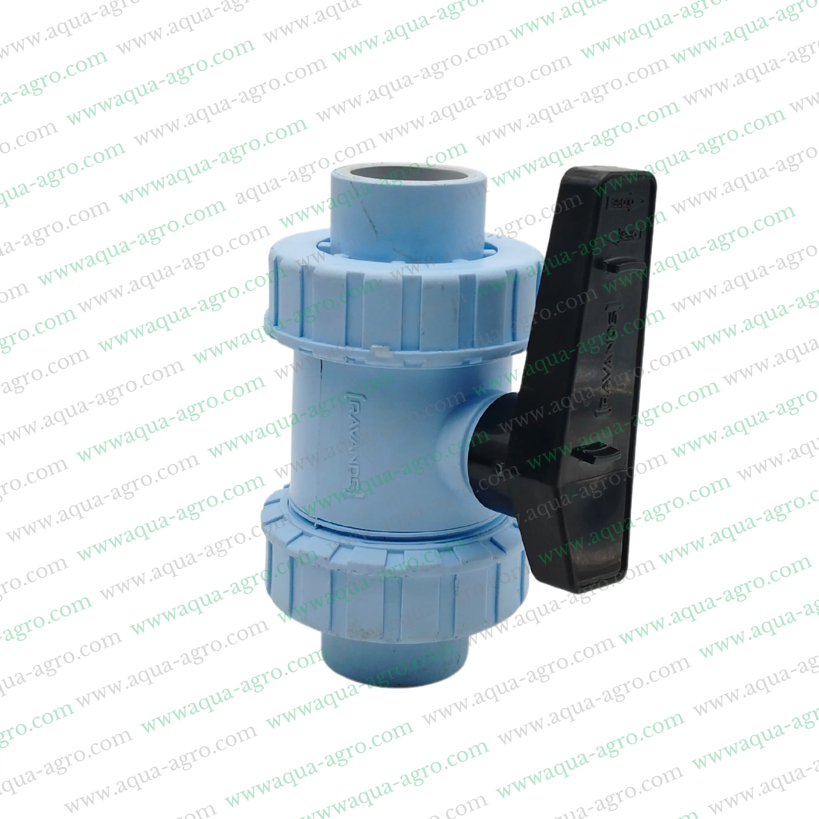 RAVANDS - Ball Valve - Plastic - Pvc - Double Union - 1.5 inch (50mm) - Plain End - Socket