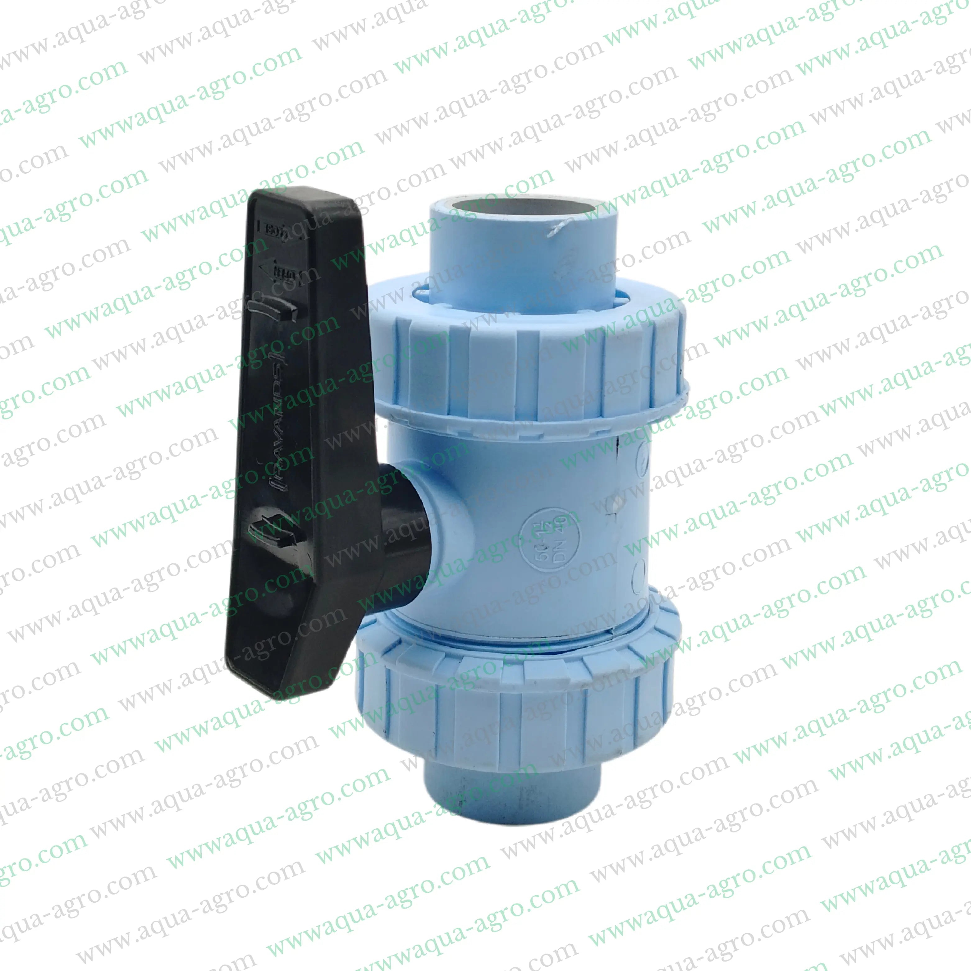 RAVANDS - Ball Valve - Plastic - Pvc - Double Union - 1.5 inch (50mm) - Plain End - Socket