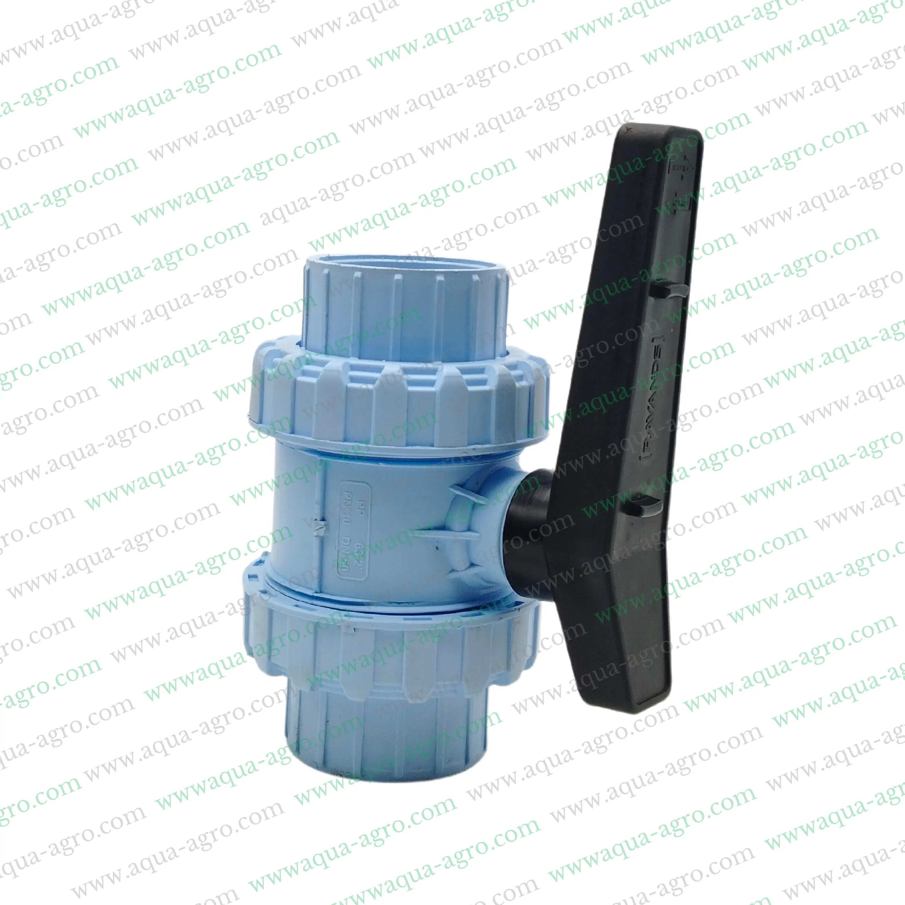 RAVANDS - Ball Valve - Plastic - Pvc - Double Union - 2 inch (63mm) - Plain End - Socket