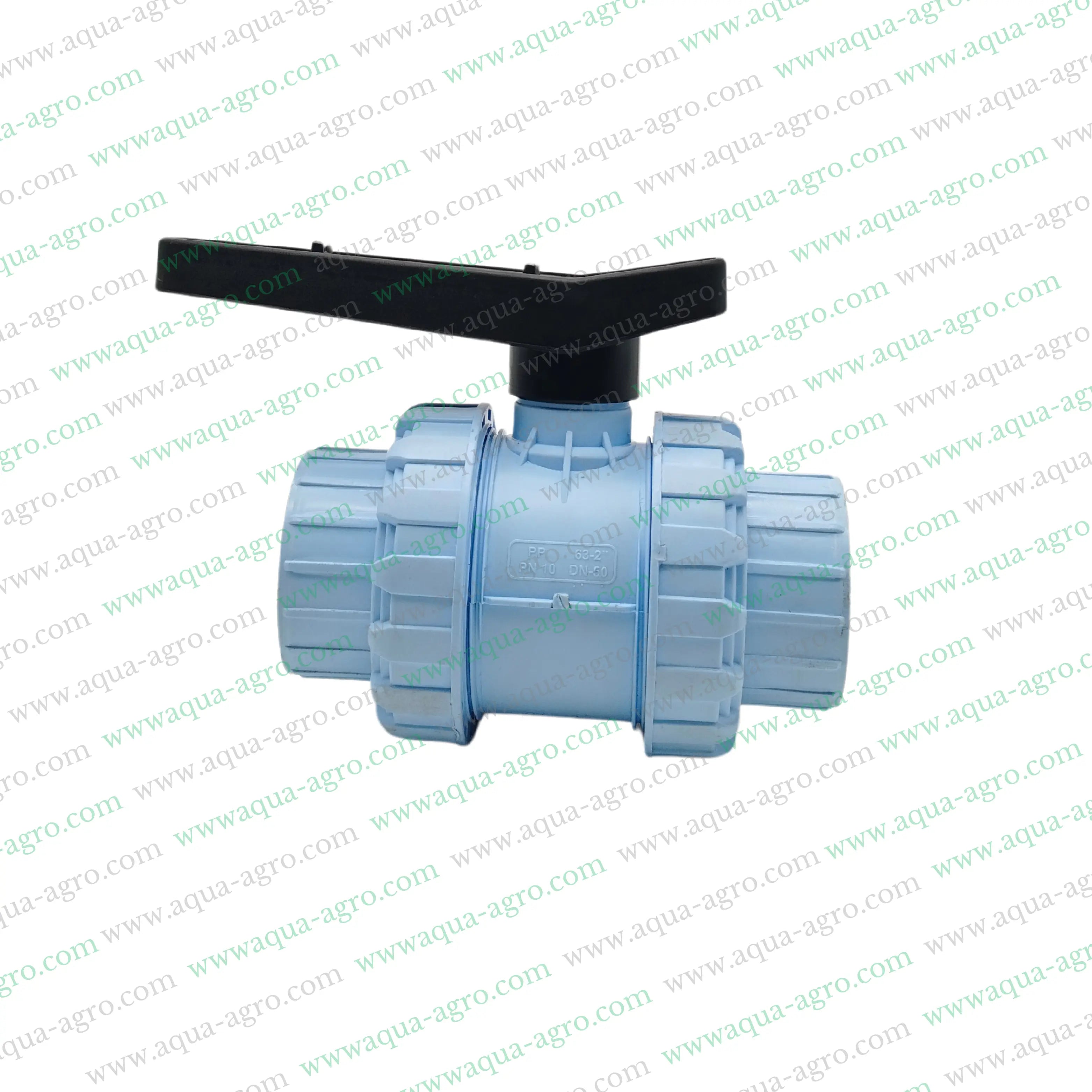 RAVANDS - Ball Valve - Plastic - Pvc - Double Union - 2 inch (63mm) - Plain End - Socket