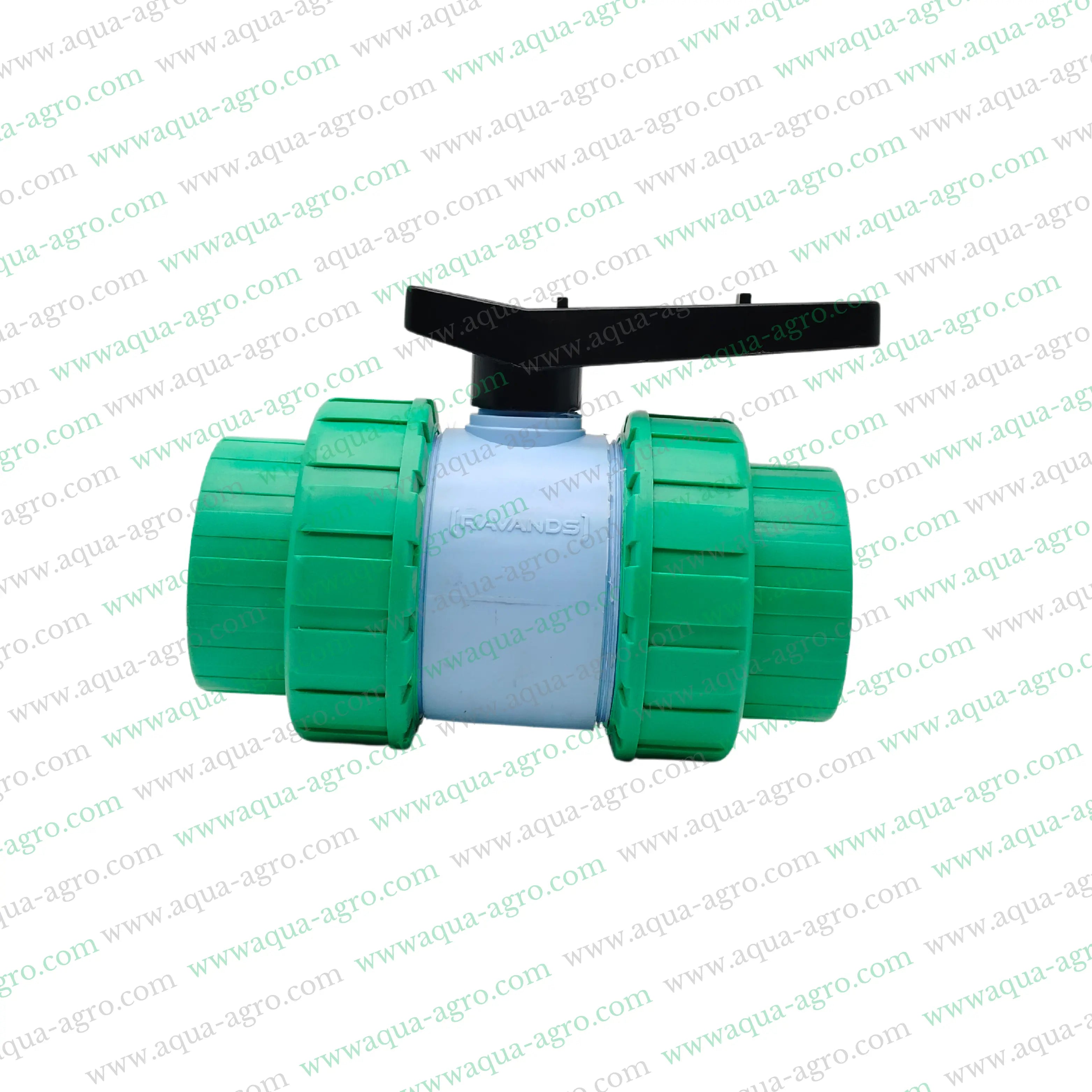 RAVANDS - Ball Valve - Plastic - Pvc - Double Union - 3 inch (90mm) - Threaded End - (FxF)