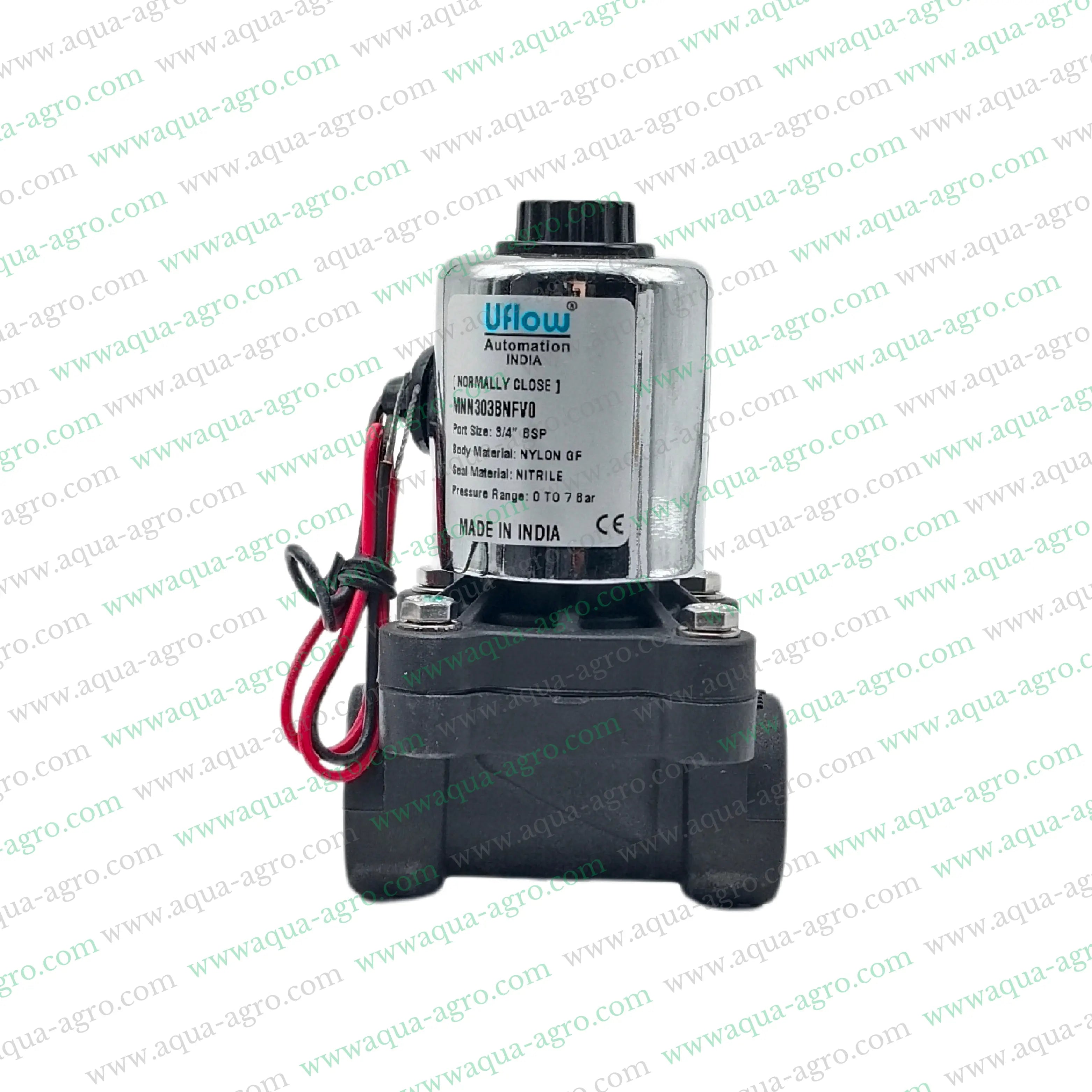 U-FLOW - Irrigation - Automation - Solenoid Valve - Plastic body - 230 VAC Coil - 0.75 inch (25MM) (F-THD) - with FLow Control