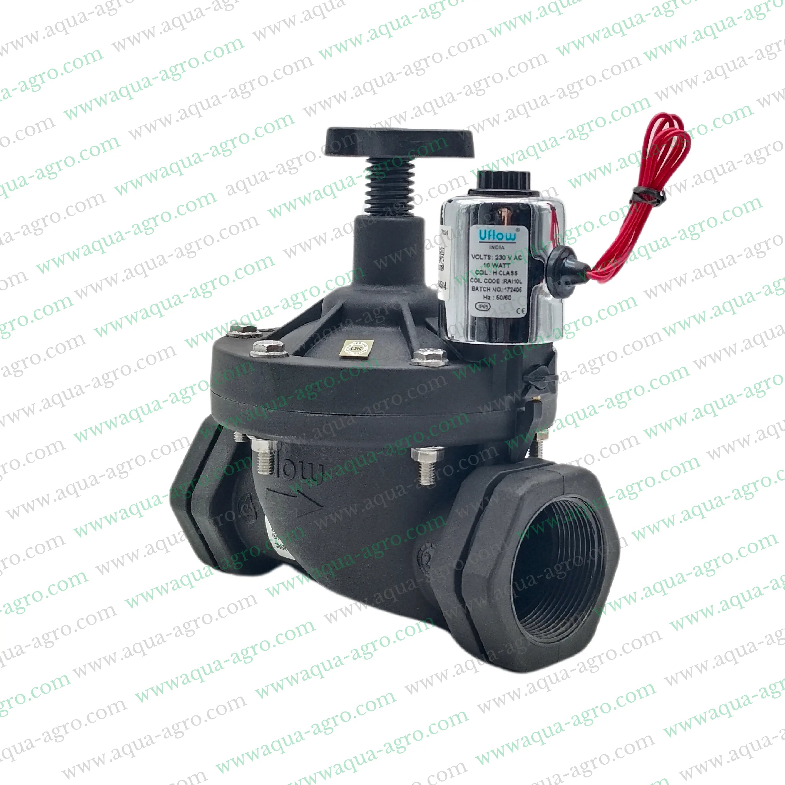 U-FLOW - Irrigation - Automation - Solenoid Valve - Plastic body - 230 VAC Coil - 1.5 inch (50MM) (F-THD) - with FLow Control