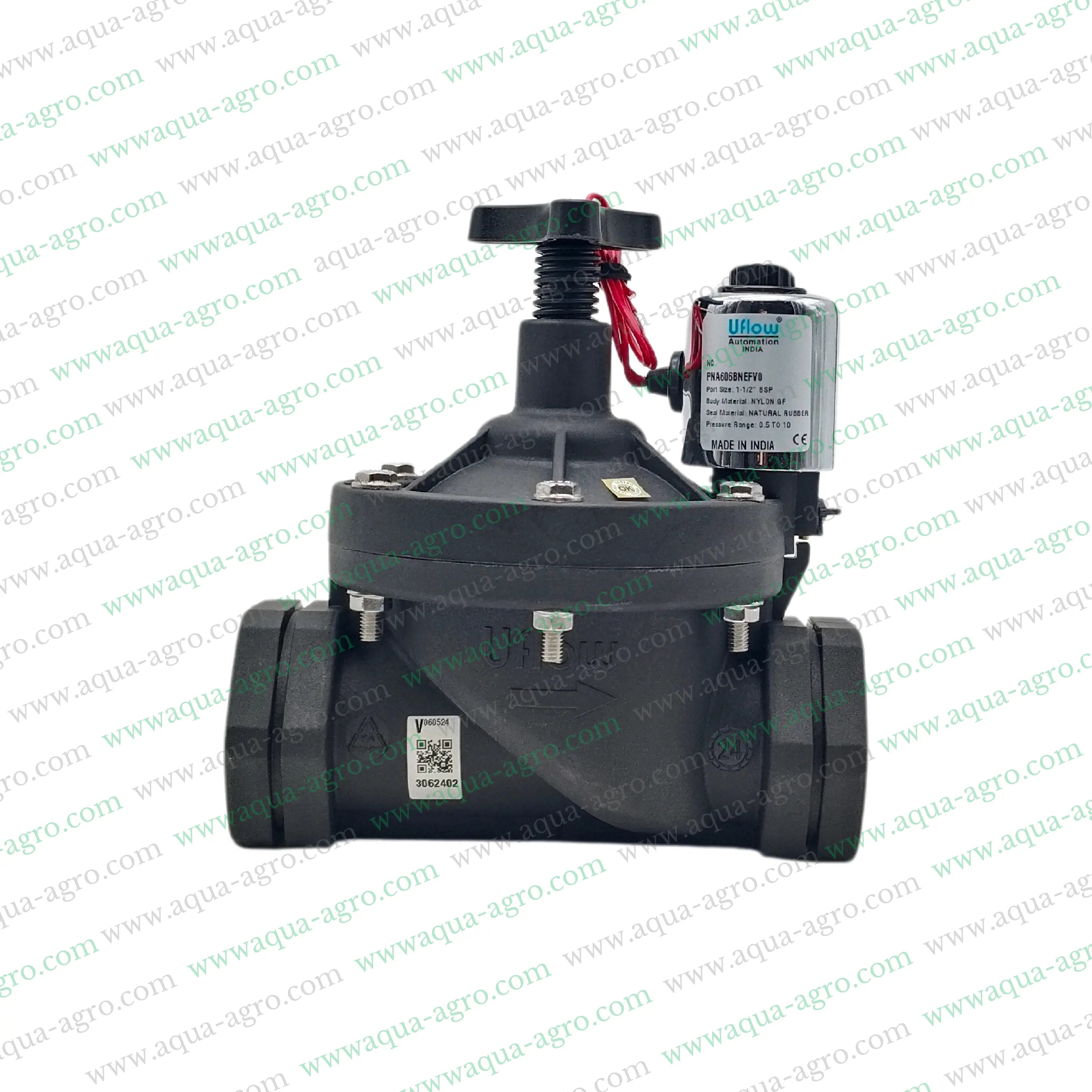 U-FLOW - Irrigation - Automation - Solenoid Valve - Plastic body - 230 VAC Coil - 1.5 inch (50MM) (F-THD) - with FLow Control