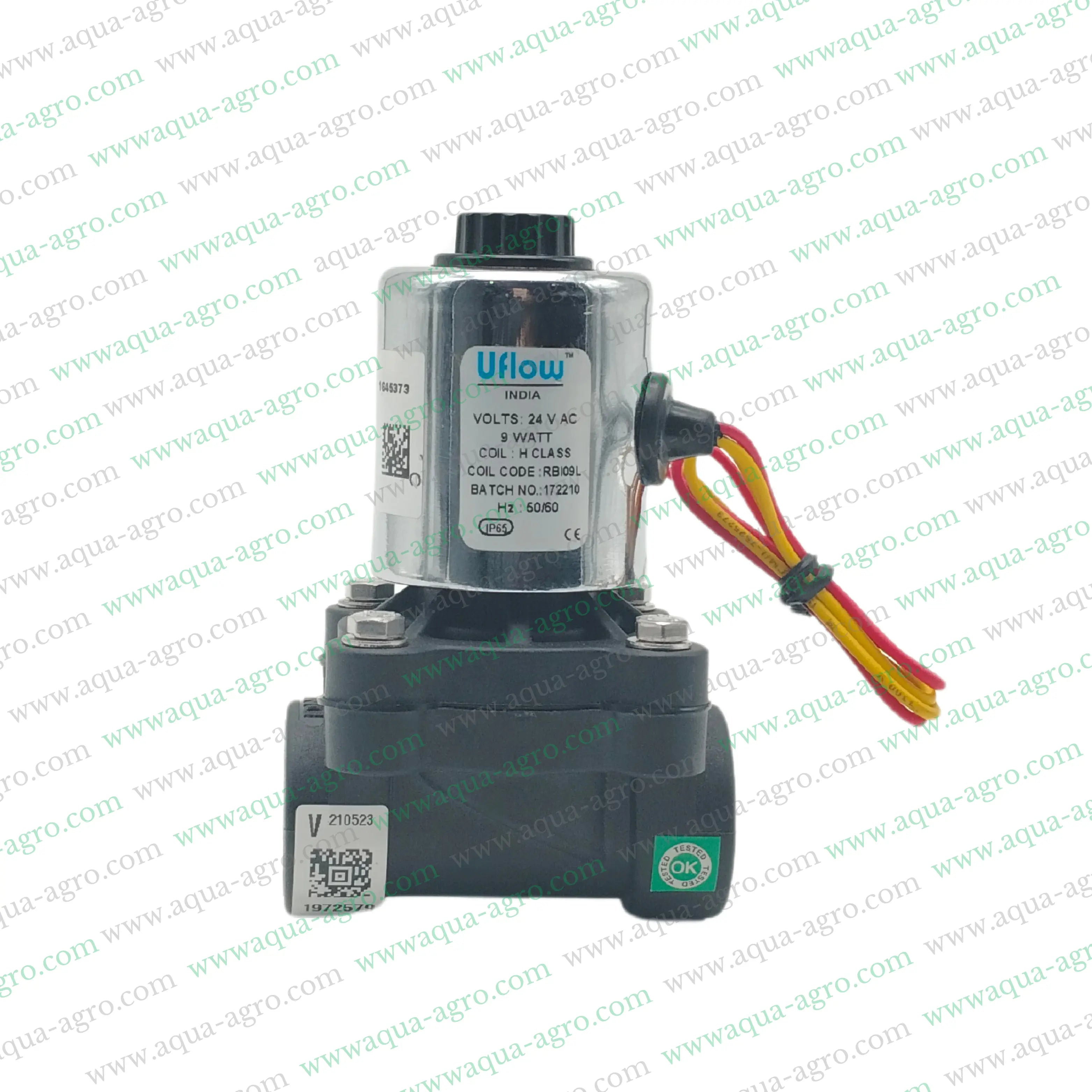 U-FLOW - Irrigation - Automation - Solenoid Valve - Plastic body - 24 VAC Coil - 0.5 inch (20MM) (F-THD) - with FLow Control