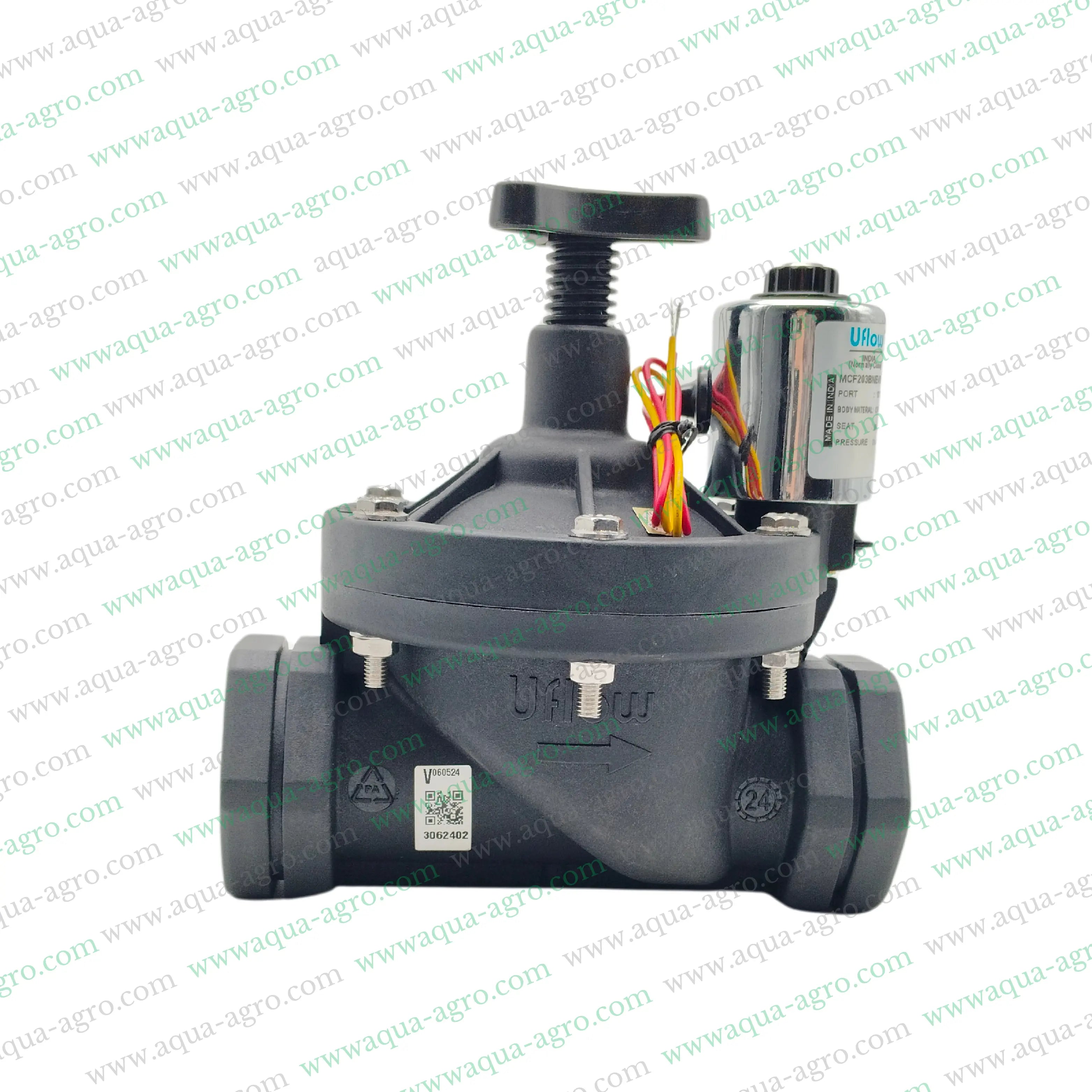 U-FLOW - Irrigation - Automation - Solenoid Valve - Plastic body - 24 VAC Coil - 1.5 inch (50MM) (F-THD) - with FLow Control