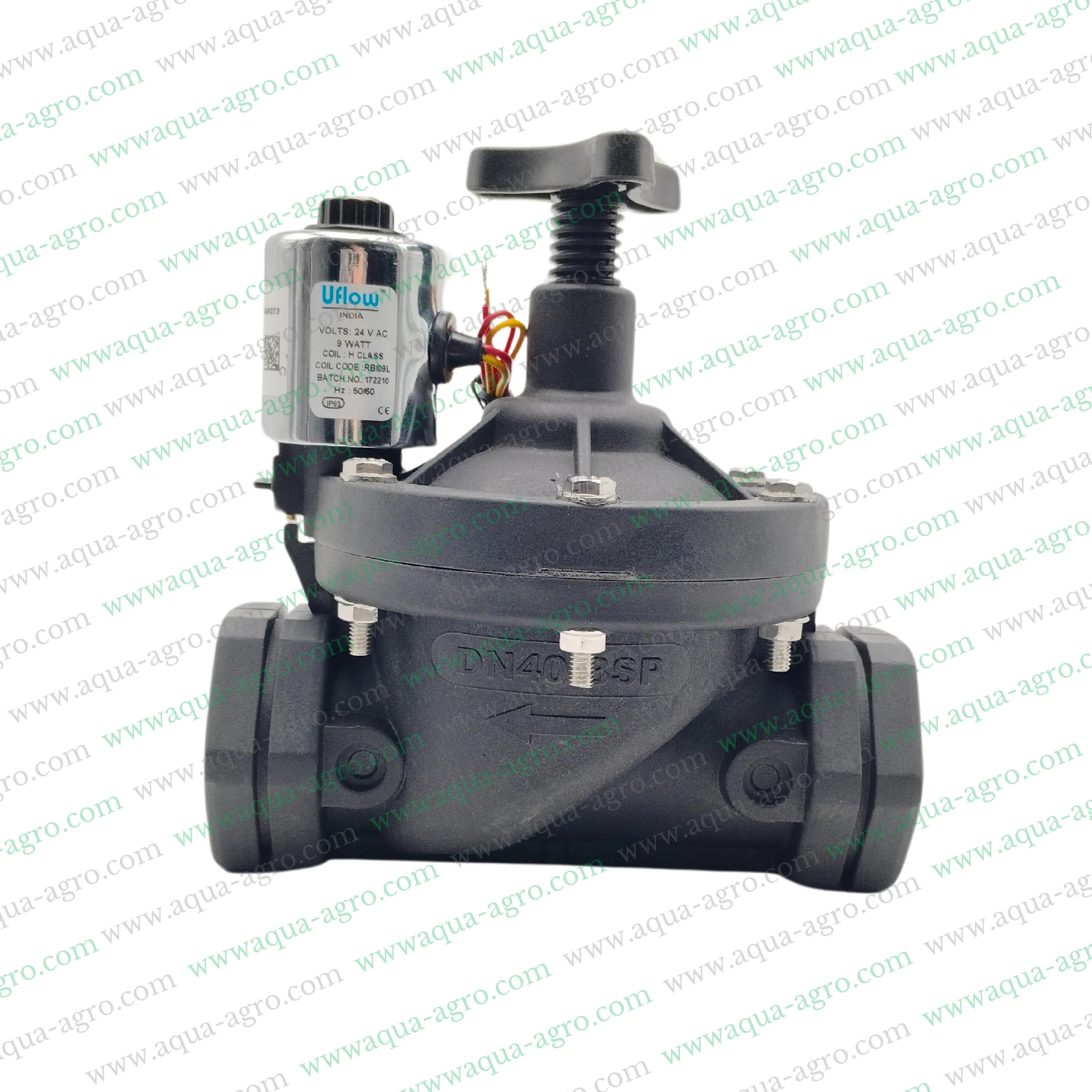 U-FLOW - Irrigation - Automation - Solenoid Valve - Plastic body - 24 VAC Coil - 1.5 inch (50MM) (F-THD) - with FLow Control