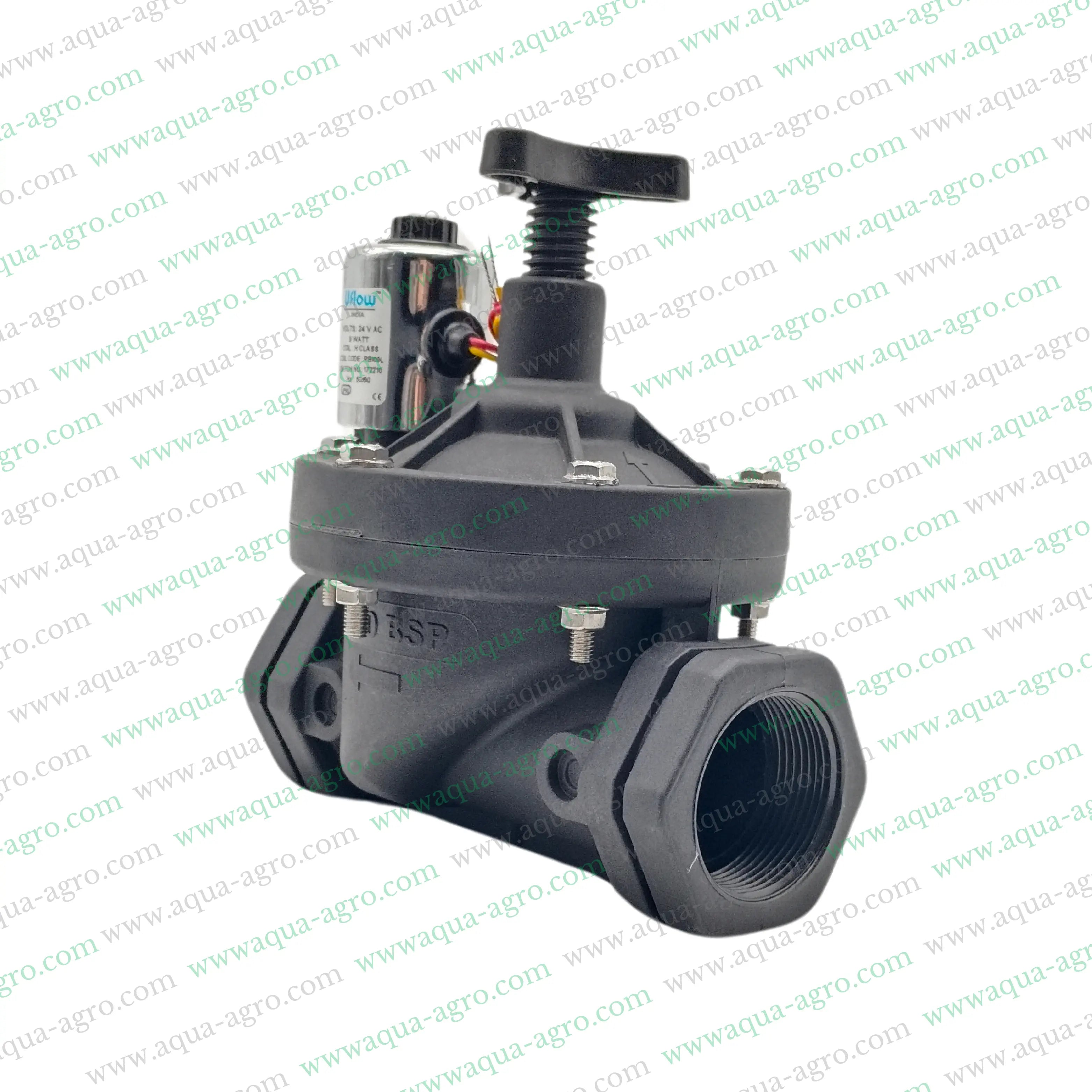 U-FLOW - Irrigation - Automation - Solenoid Valve - Plastic body - 24 VAC Coil - 1.5 inch (50MM) (F-THD) - with FLow Control