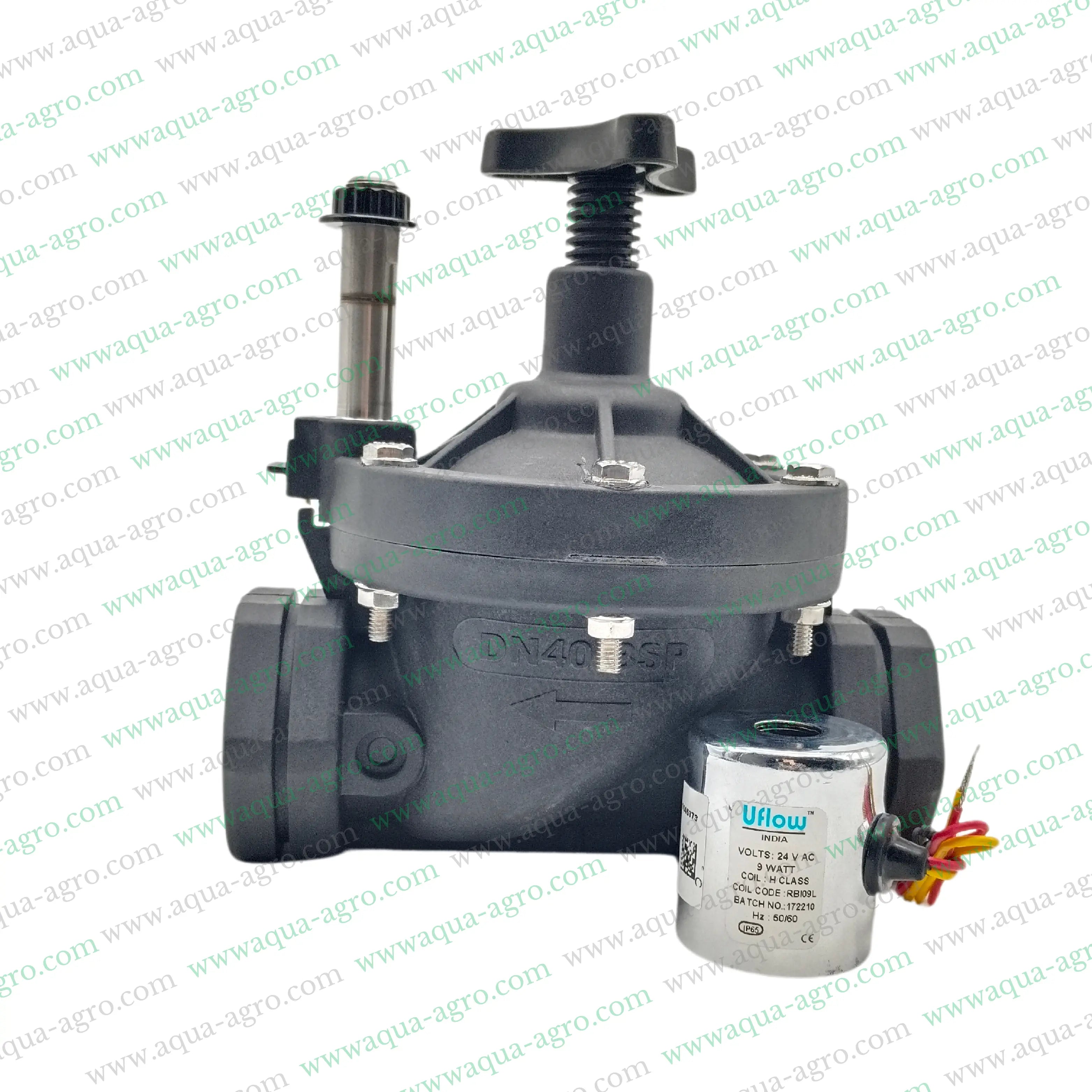 U-FLOW - Irrigation - Automation - Solenoid Valve - Plastic body - 24 VAC Coil - 1.5 inch (50MM) (F-THD) - with FLow Control