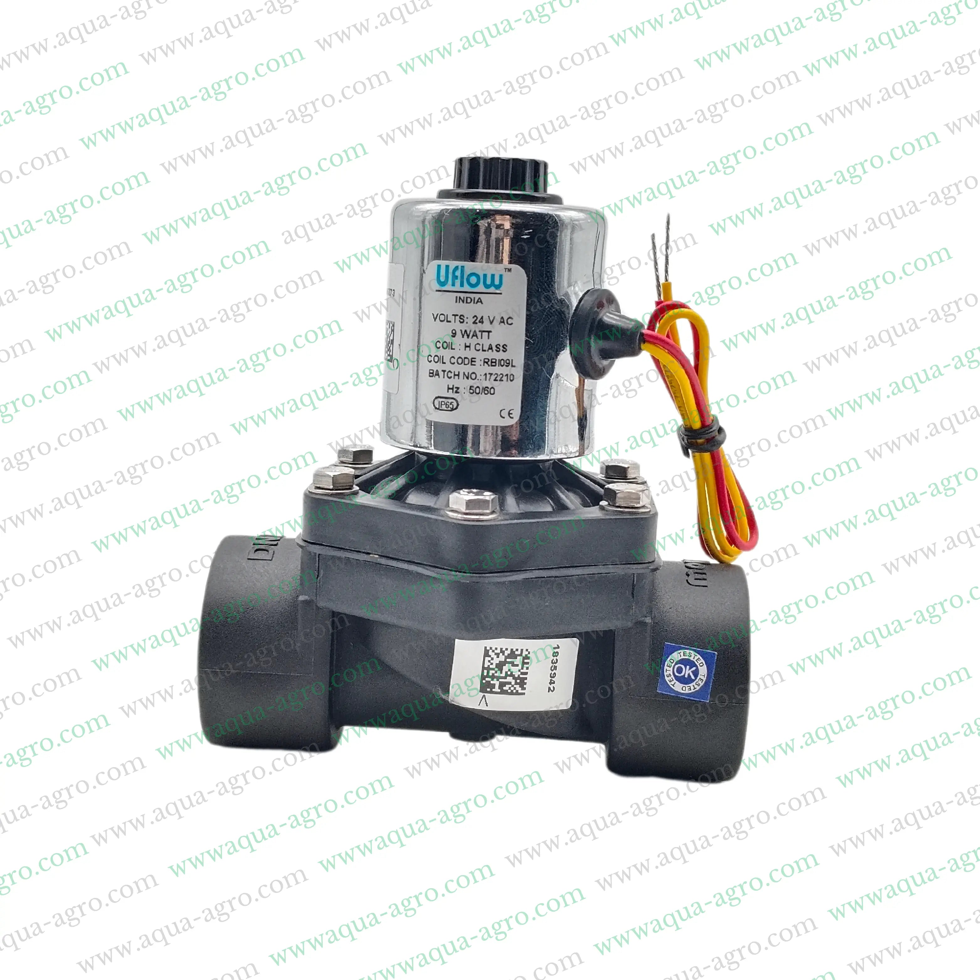 U-FLOW - Irrigation - Automation - Solenoid Valve - Plastic body - 24 VAC Coil - 1 inch (32MM) (F-THD) - with FLow Control