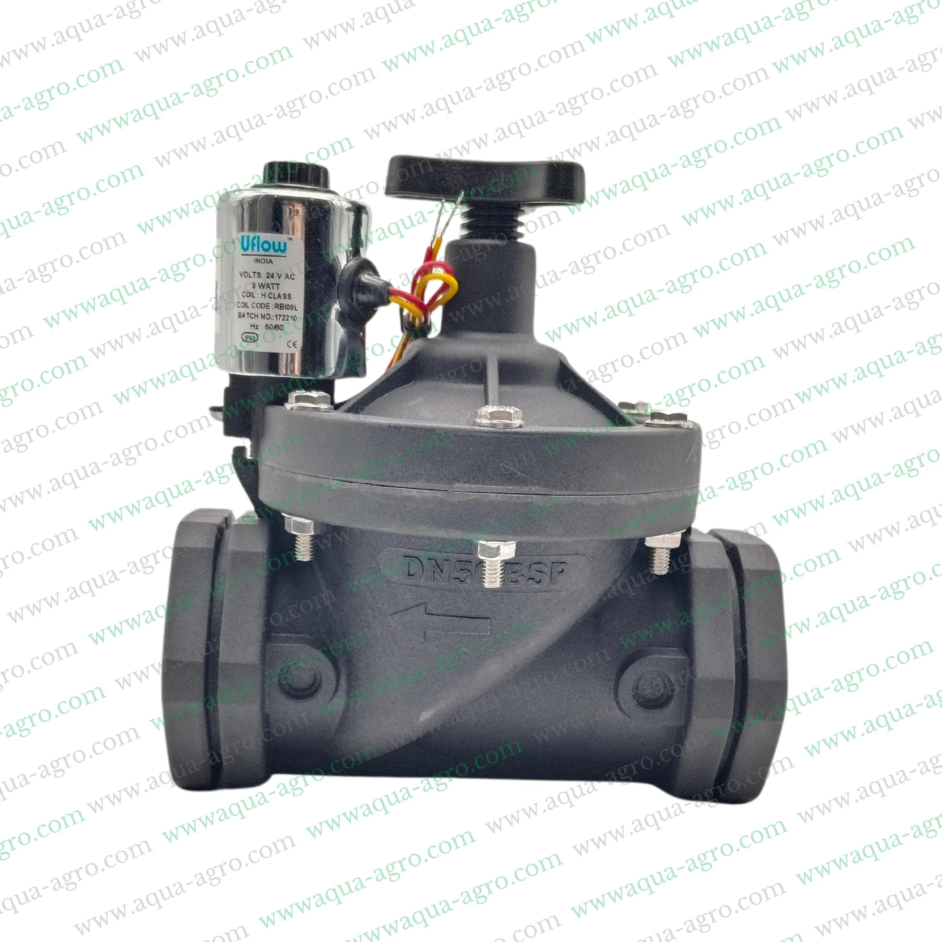 U-FLOW - Irrigation - Automation - Solenoid Valve - Plastic body - 24 VAC Coil - 2 inch (63MM) (F-THD) - with FLow Control