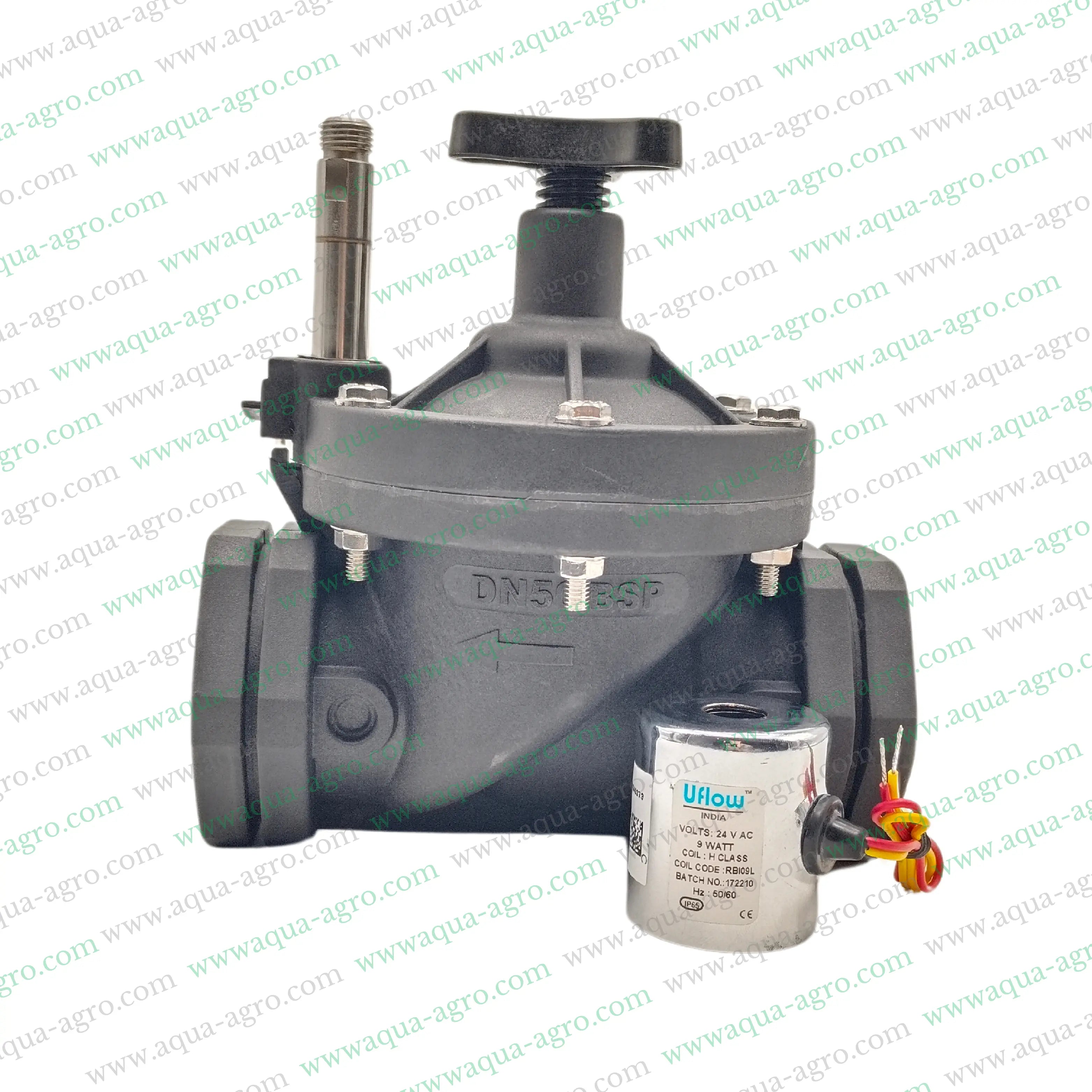 U-FLOW - Irrigation - Automation - Solenoid Valve - Plastic body - 24 VAC Coil - 2 inch (63MM) (F-THD) - with FLow Control